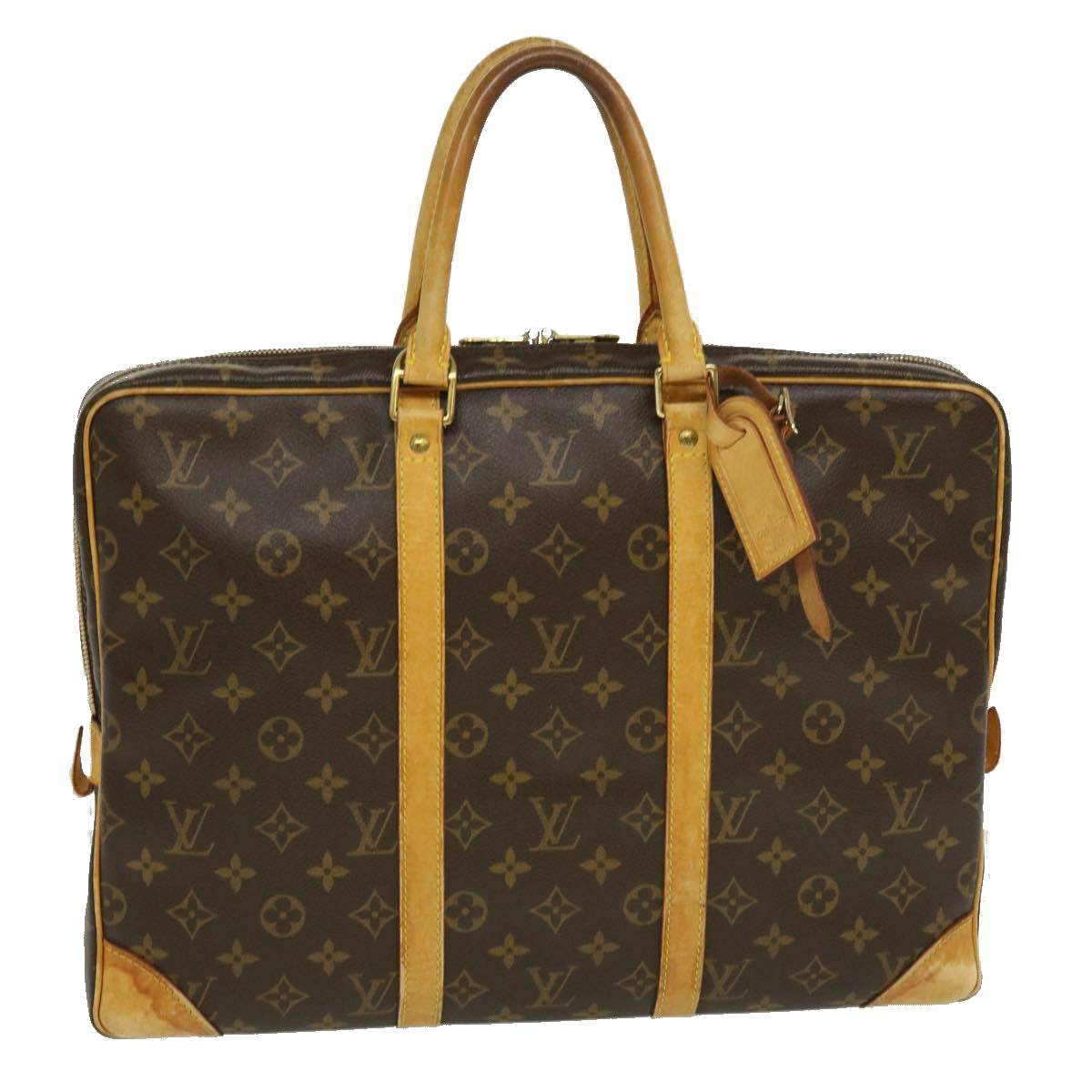 LOUIS VUITTON Porte Documents Voyage Monogram Canvas Briefcase Brown