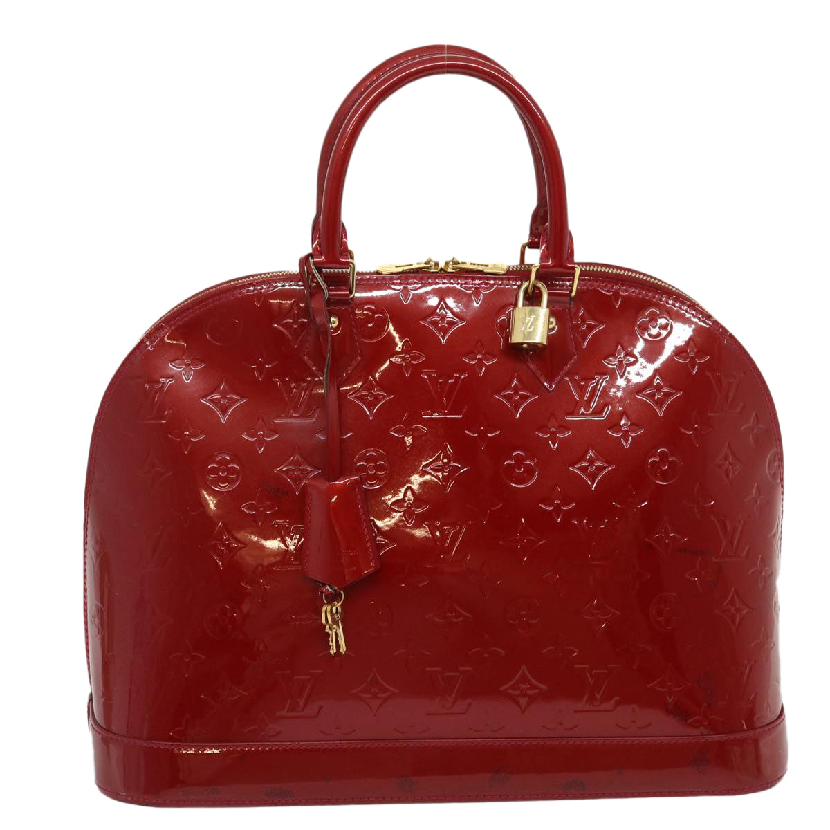 Louis Vuitton Alma Chain Handbag Vernis with Monogram Canvas Mini