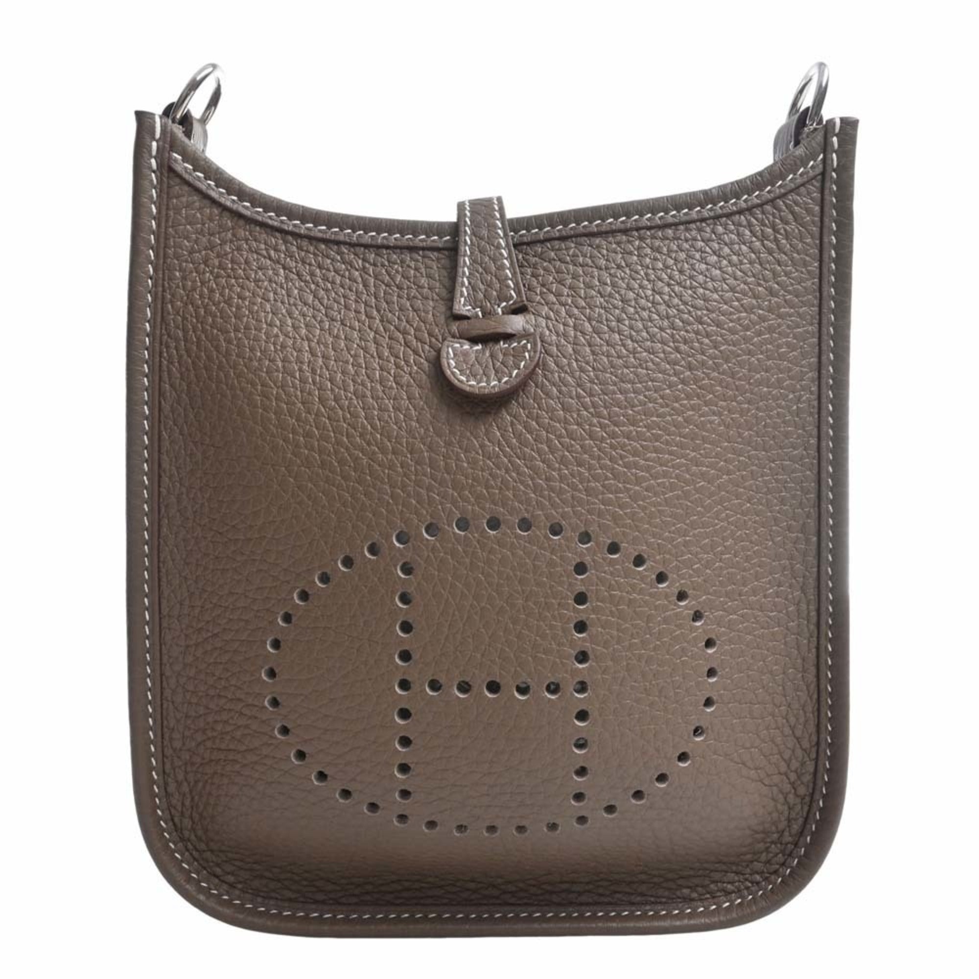 Hermes Etoupe Clemence Leather Evelyne TPM Bag Hermes