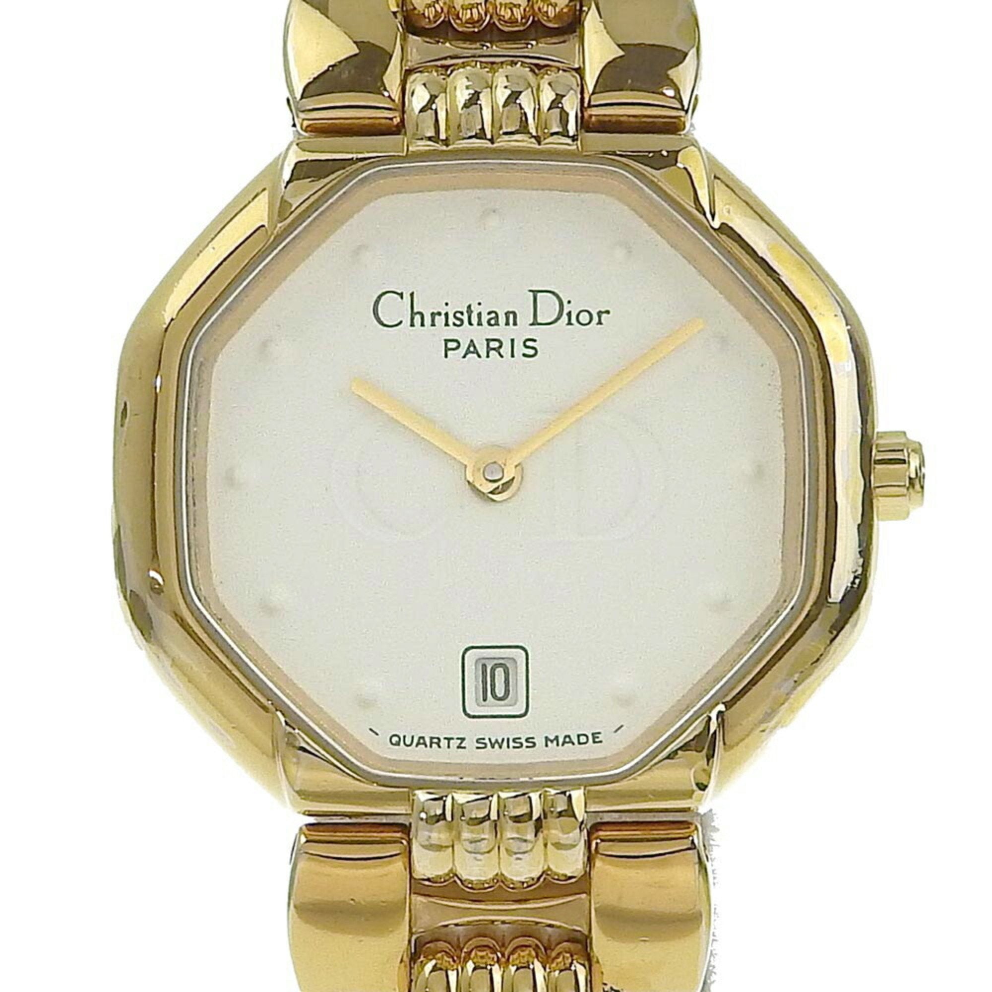 CHRISTIAN DIOR Watch 48.153 Gold Plated Swiss Made Quartz Analog Displ