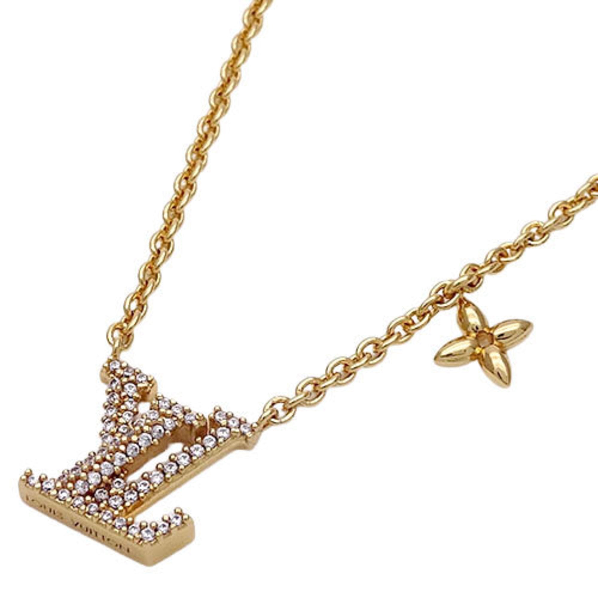Louis Vuitton Gold Tone Metal And Rhinestone Necklace