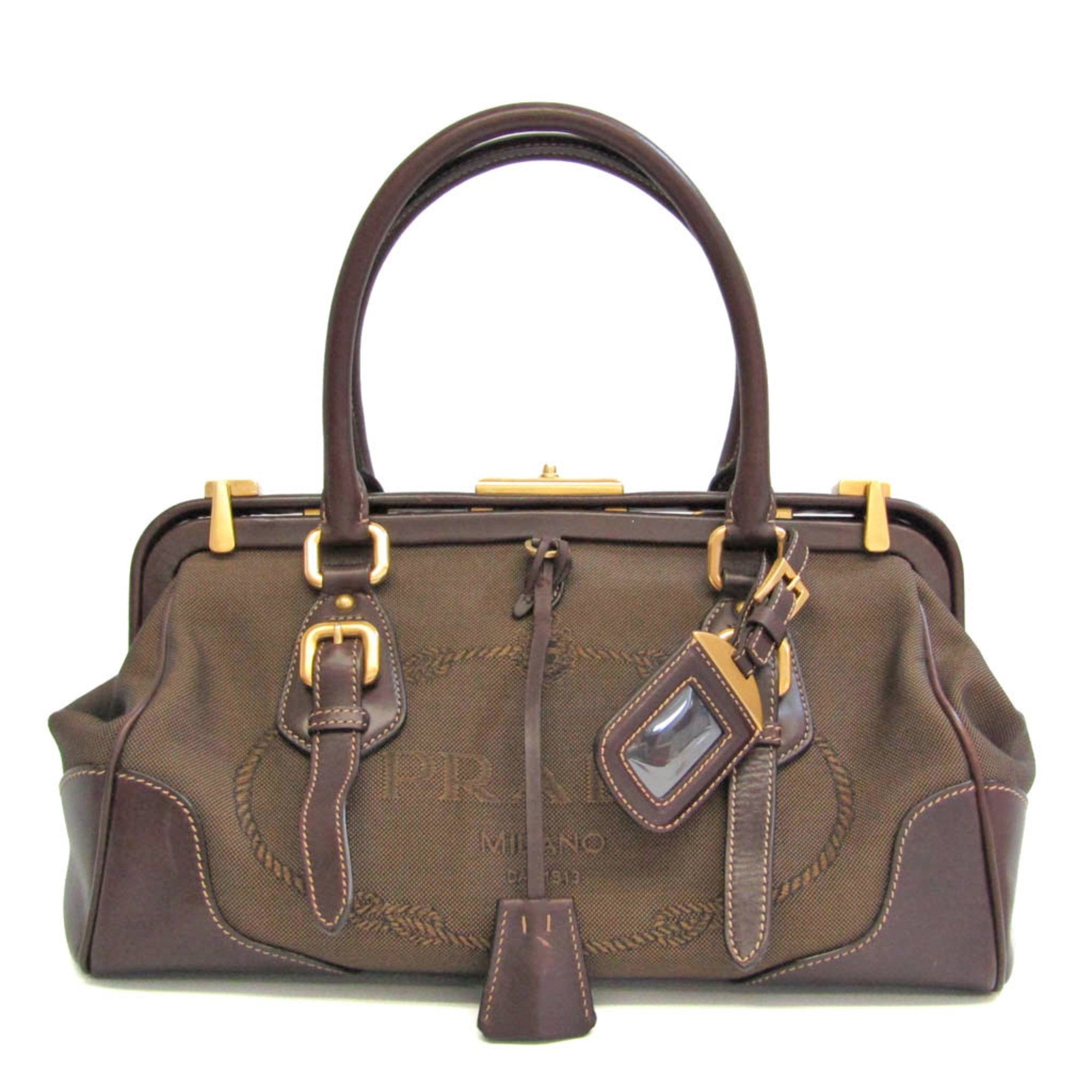 Prada Milano Dal 1913 Authentic Canvas Leather Vintage Bag Handbag 
