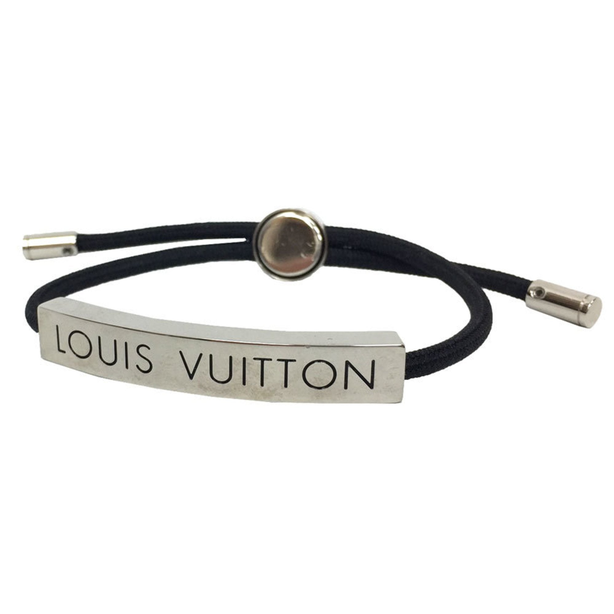 Authenticated used Louis Vuitton Louis Vuitton Brasserie Cosmic Bracelet M6301 Notation Size 19 Leather Metal Black Silver Damier, Adult Unisex, Size