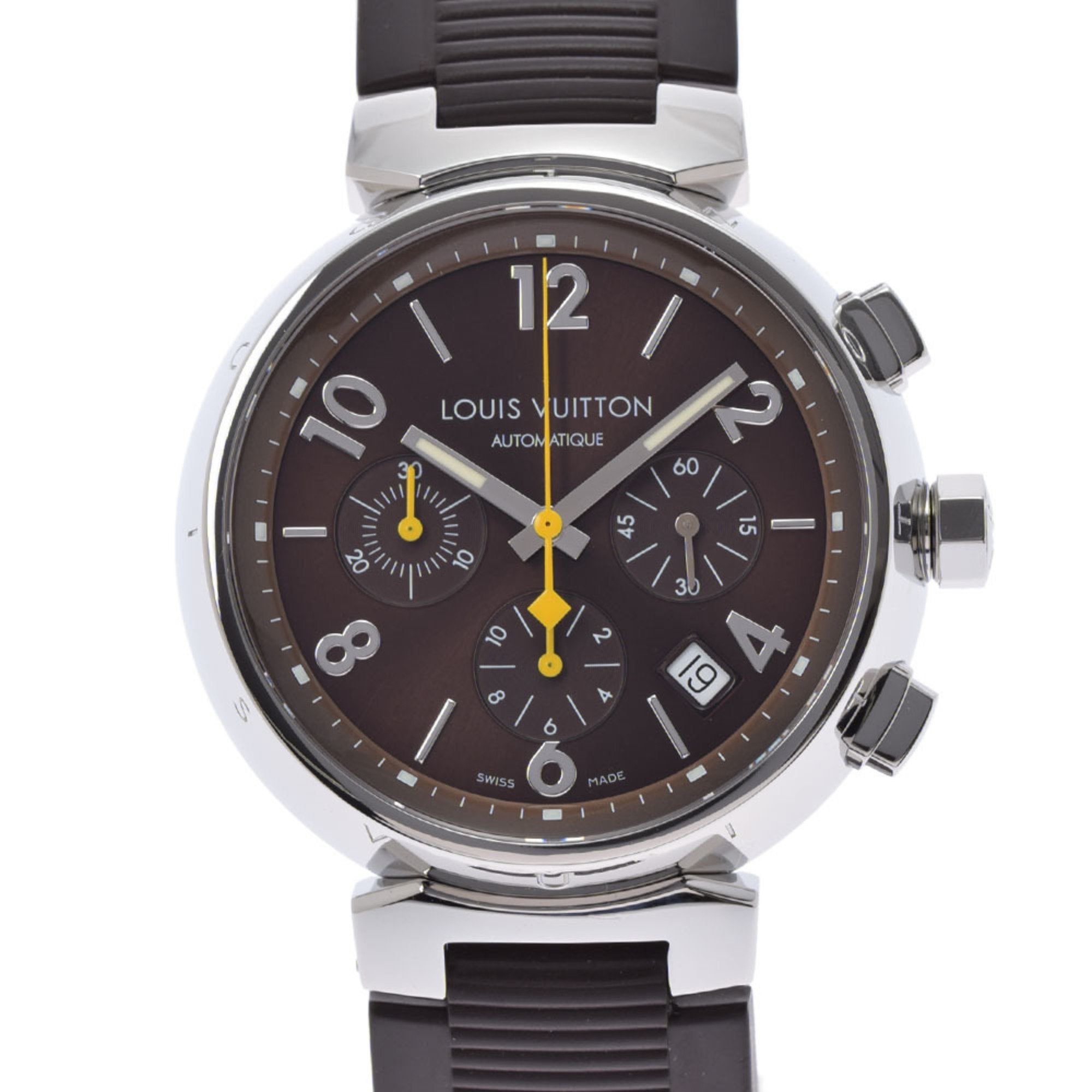 Louis Vuitton Tambour Chrono Q1121 Men's Ss / Rubber Watch Quartz