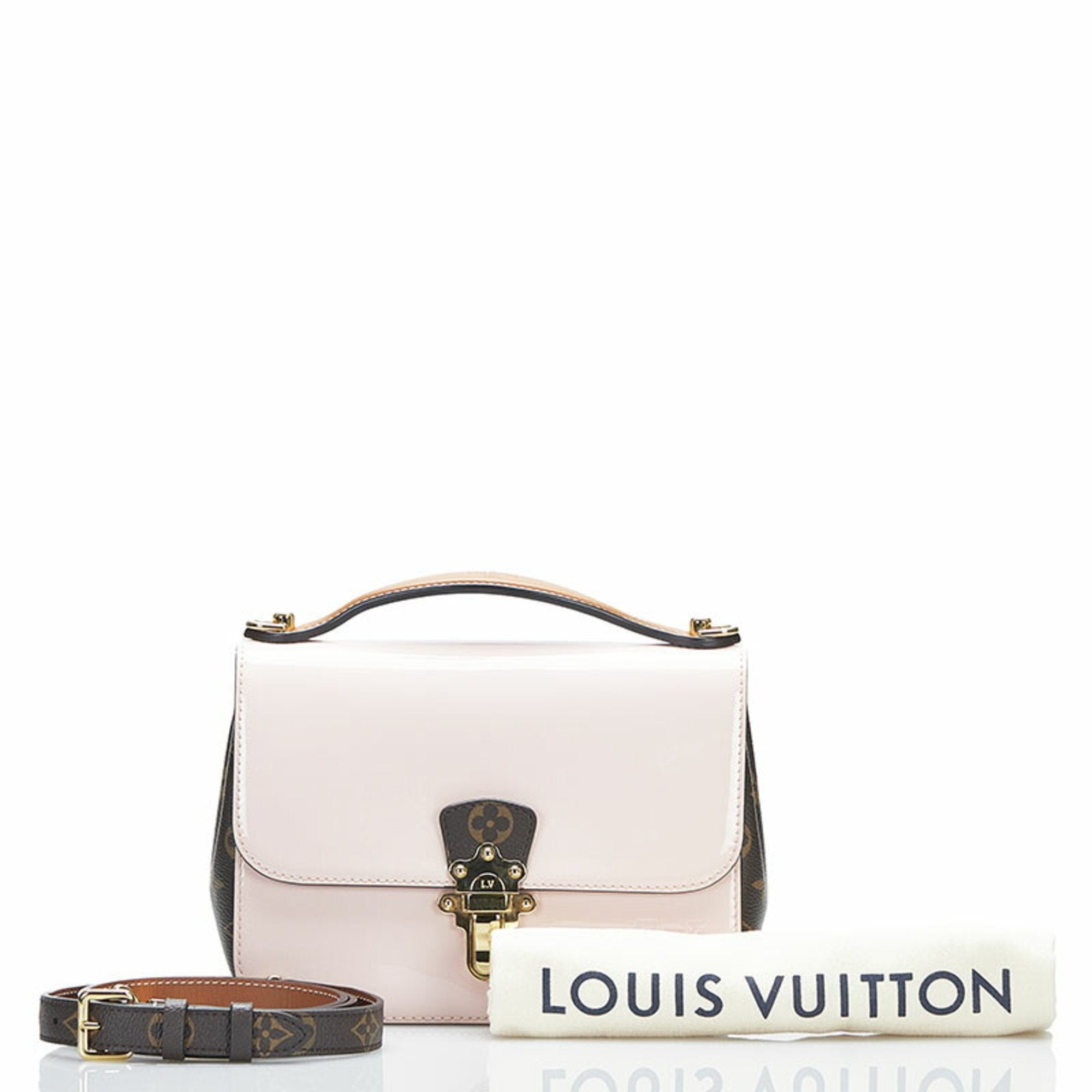 LOUIS VUITTON Cherrywood BB Patent Leather Shoulder Bag Rose Ballerine