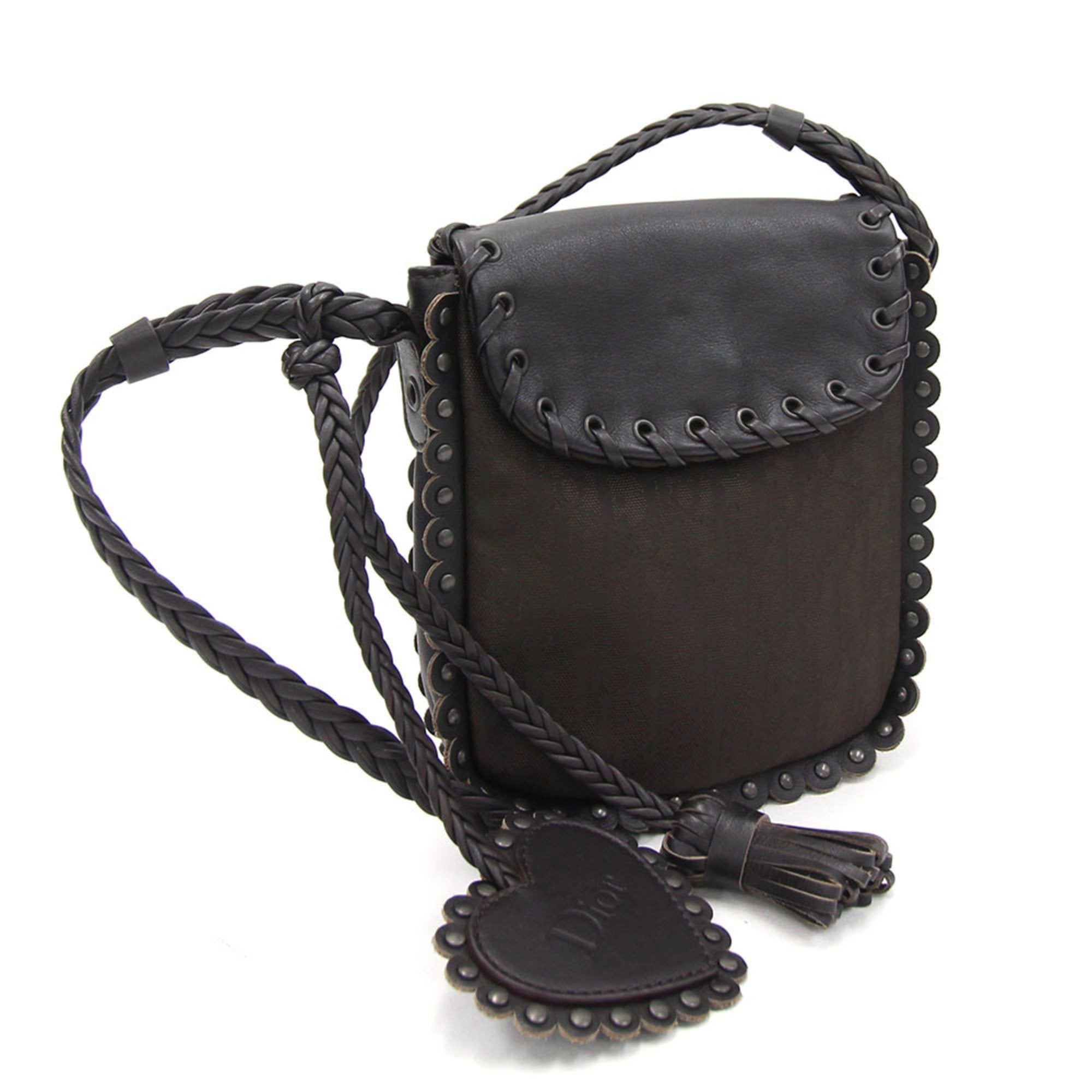 Christian-Dior-Trotter-Canvas-Leather-Shoulder-Bag-Black – dct