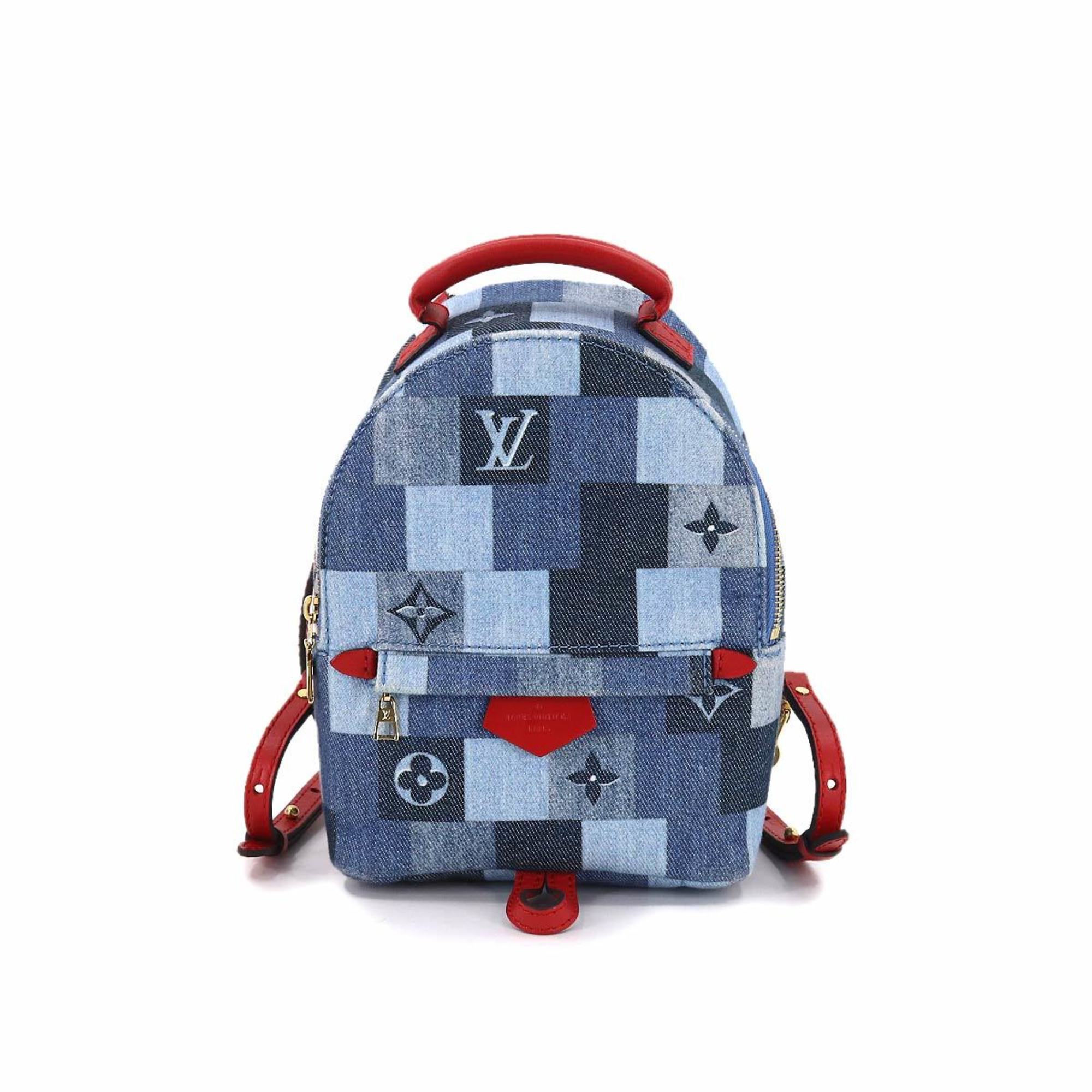 Louis Vuitton Denim Monogram Palm Springs Backpack MINI Blue Red M4504 in  2023