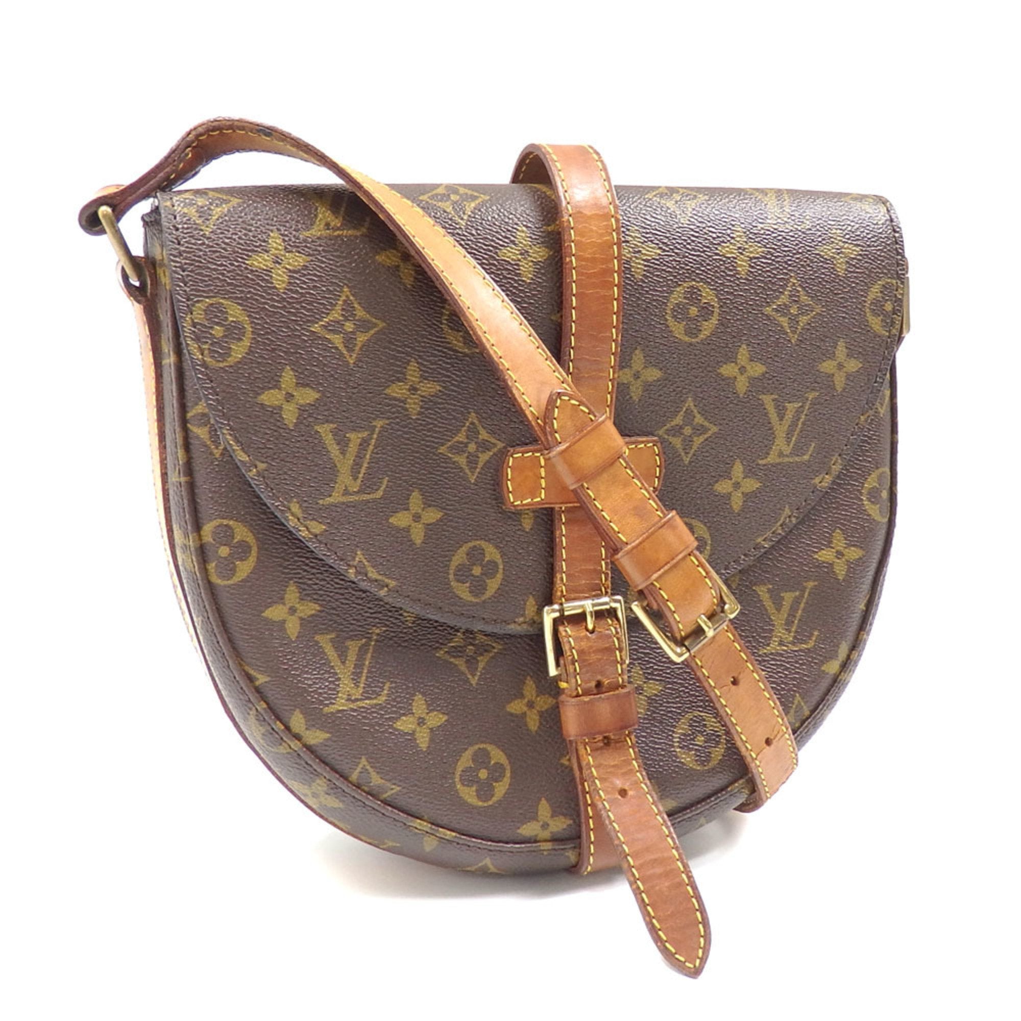 LOUIS VUITTON Chantilly GM Shoulder Bag Monogram Leather Canvas Crossbody