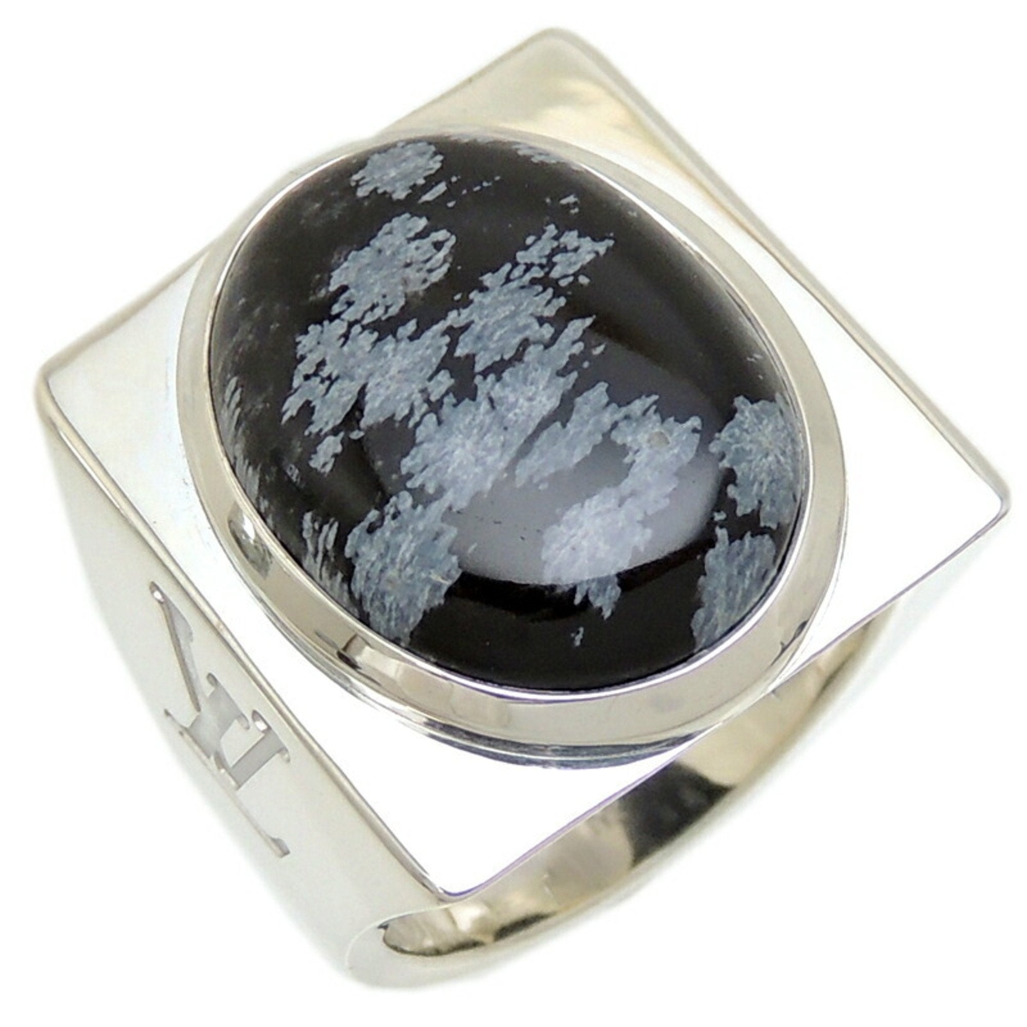 Louis Vuitton Snowflake Collection Silver and Obsidian Men's Ring