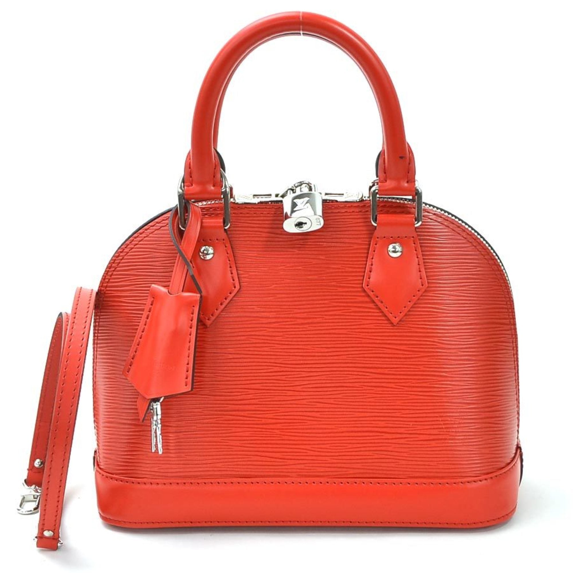 Louis Vuitton, Bags, New Never Used Red Coquelicot Alma Bb In Epi Cuir  With Matching Strap