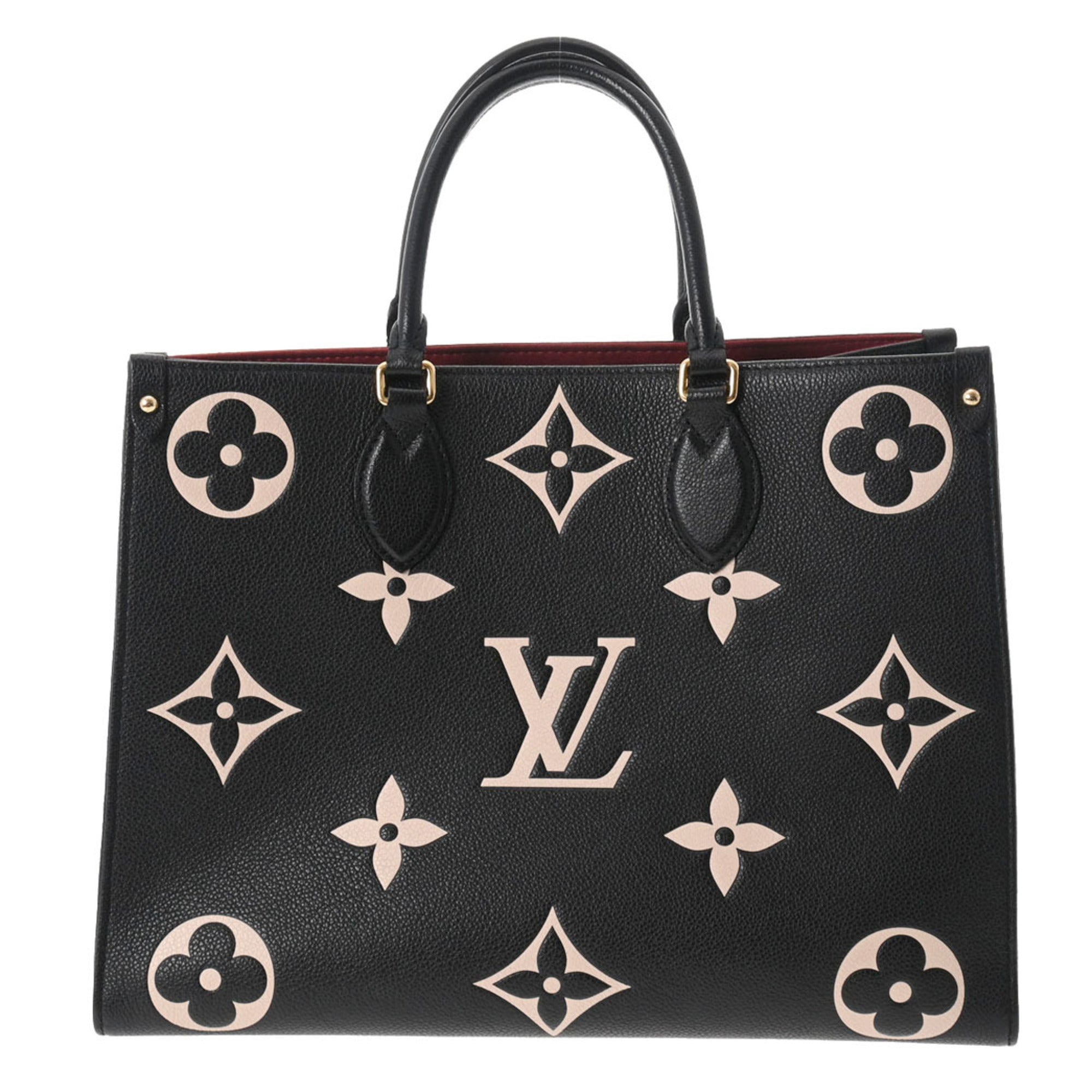 LOUIS VUITTON M45495 Handbag ON THE GO MM BI-COLOR BLACK BEIGE Empreinte