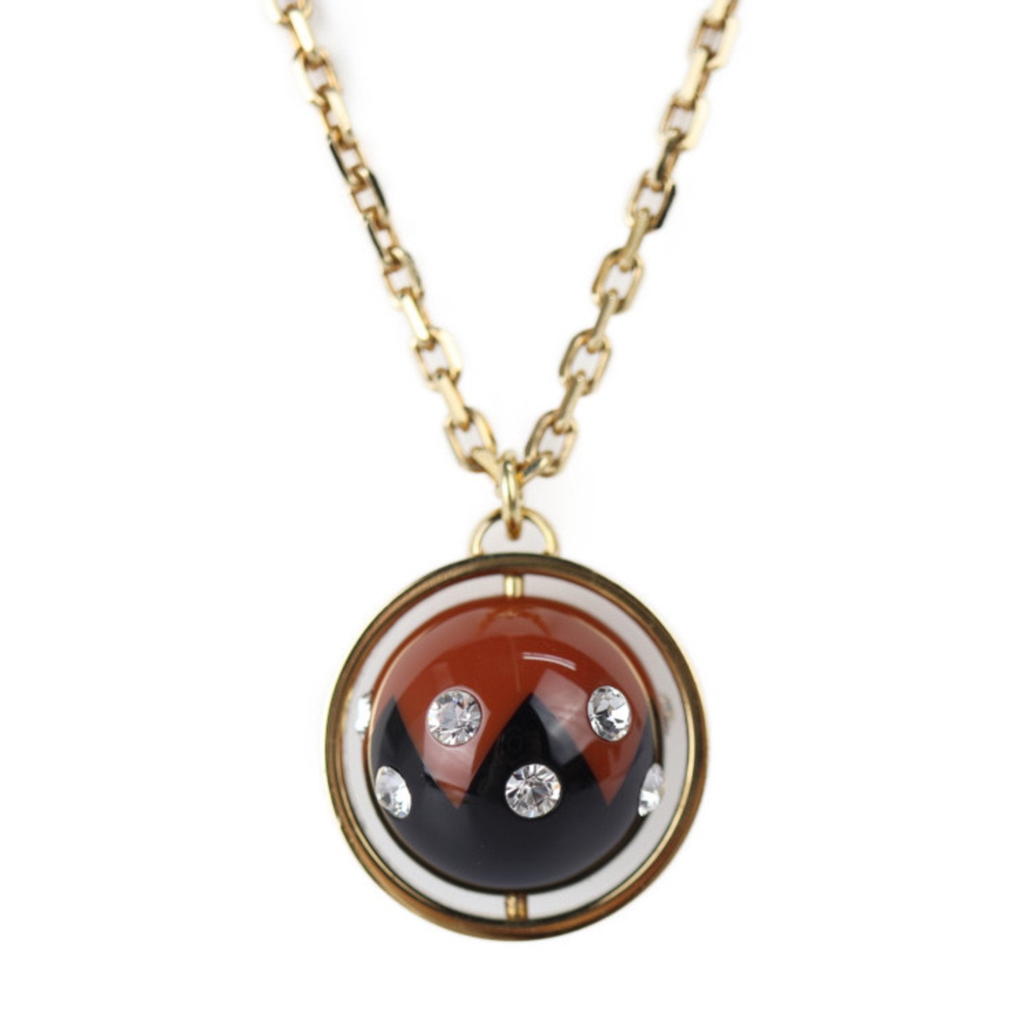 Louis Vuitton LOUIS VUITTON Pandan Tiff Magnetic Necklace Pendant Ball  Plated Rhinestone Plastic Gold Black Brown Gold hardware ref.576617 - Joli  Closet