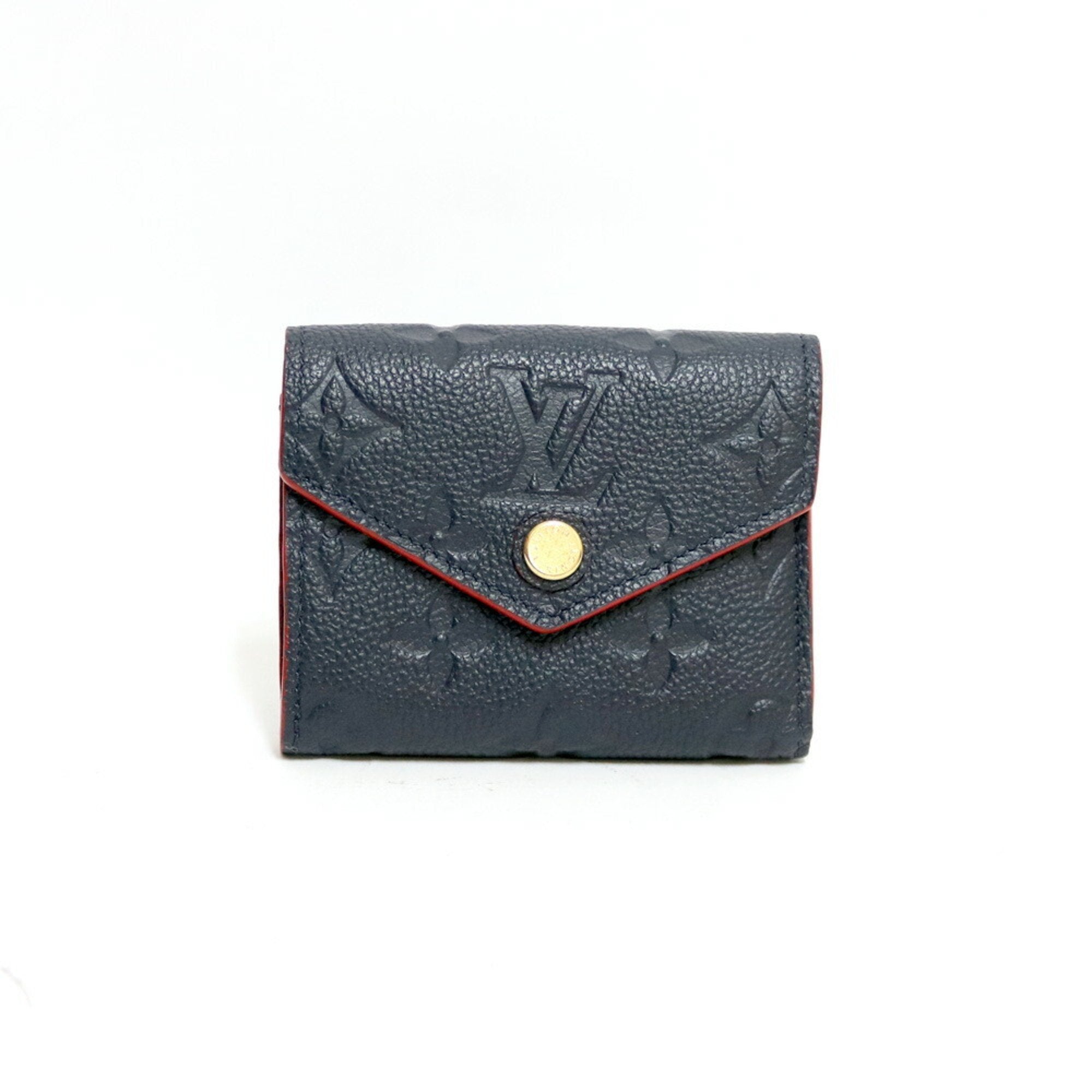 Authenticated Used LOUIS VUITTON Louis Vuitton Tri-Fold Wallet Monogram  Amplant LV Initial A.K Included Portofeuil Victorine M64577 Navy Marine  Rouge Red Women's Men's Leather 