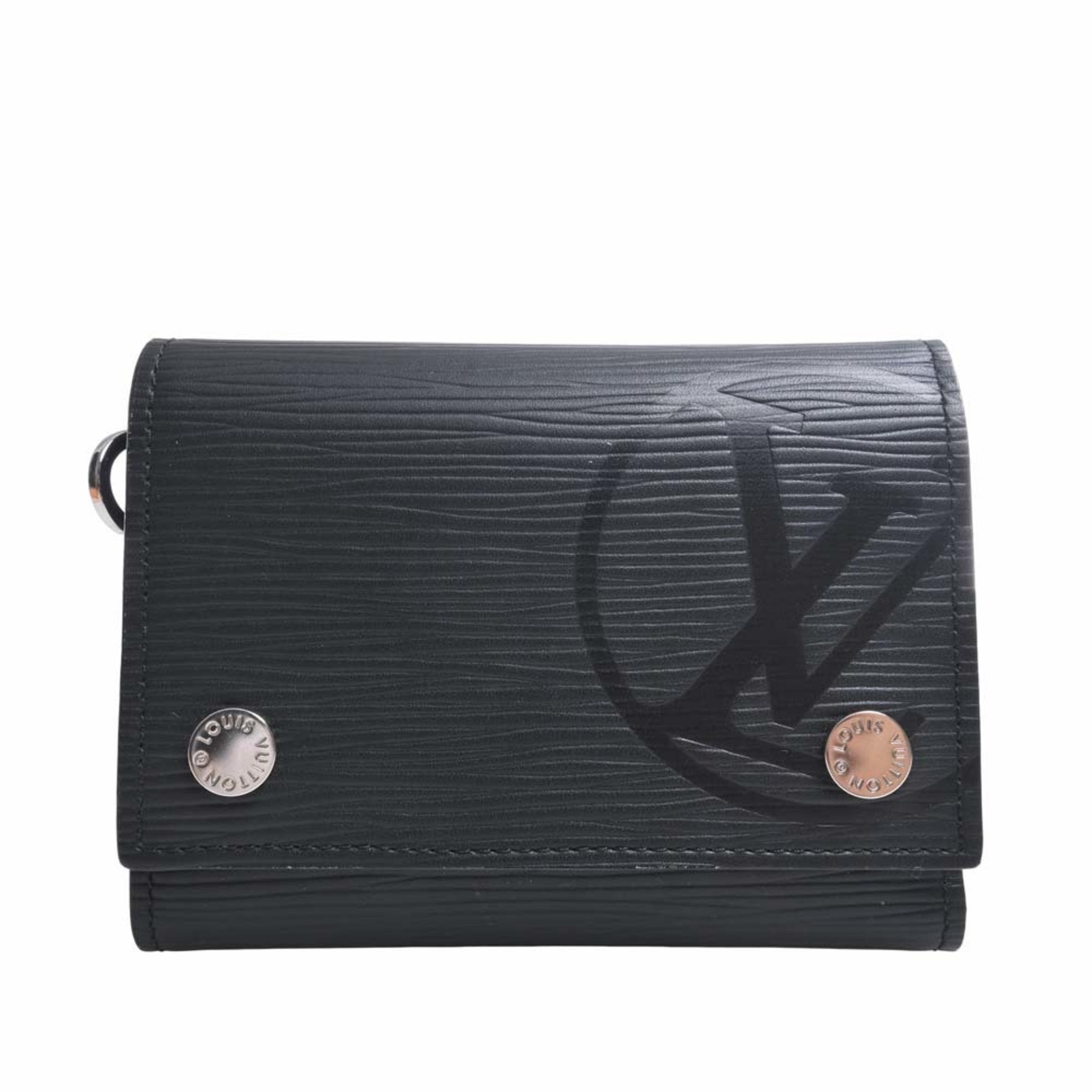 Louis Vuitton, Bags, Louis Vuittonauth Epi Chain Compact Wallet M6358 Mens  Wallet Trifold Noir