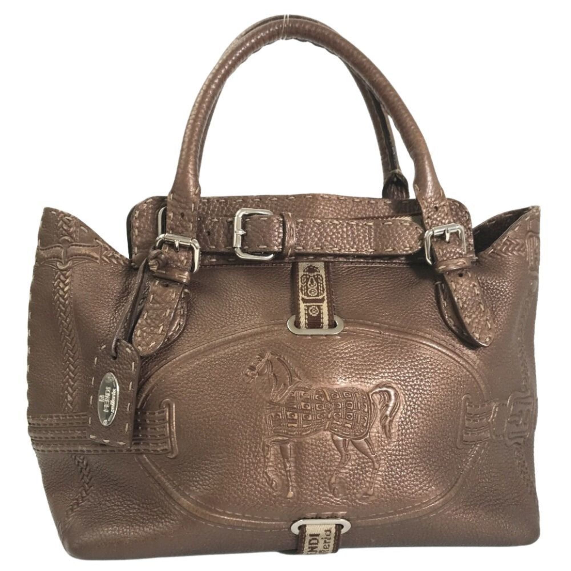 FENDI Handbag Selleria Villa Borghese 8BN155 Leather Silver 925 Ladies