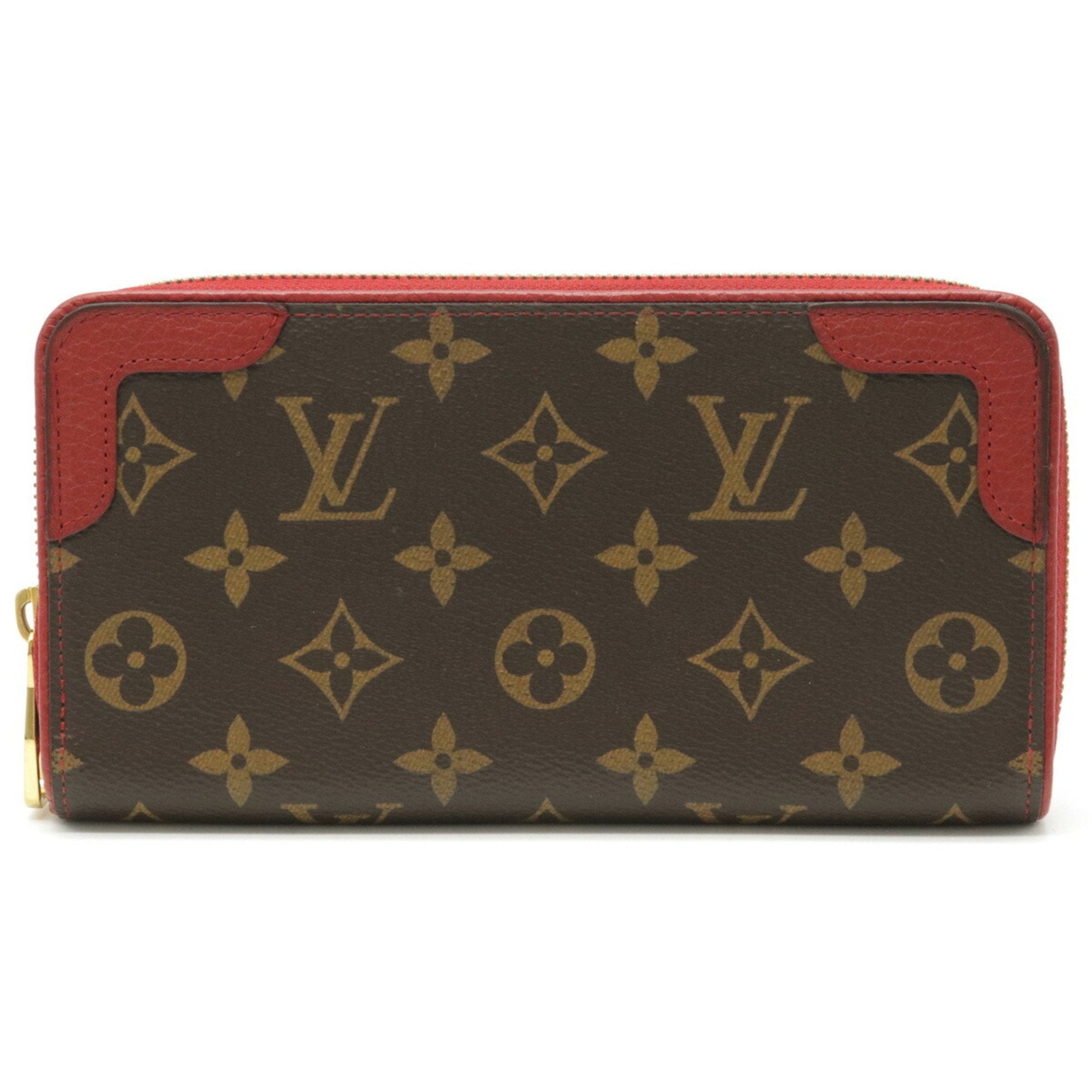 Louis Vuitton M61854 Monogram Zippy Wallet Retiro Brown Cerise Red