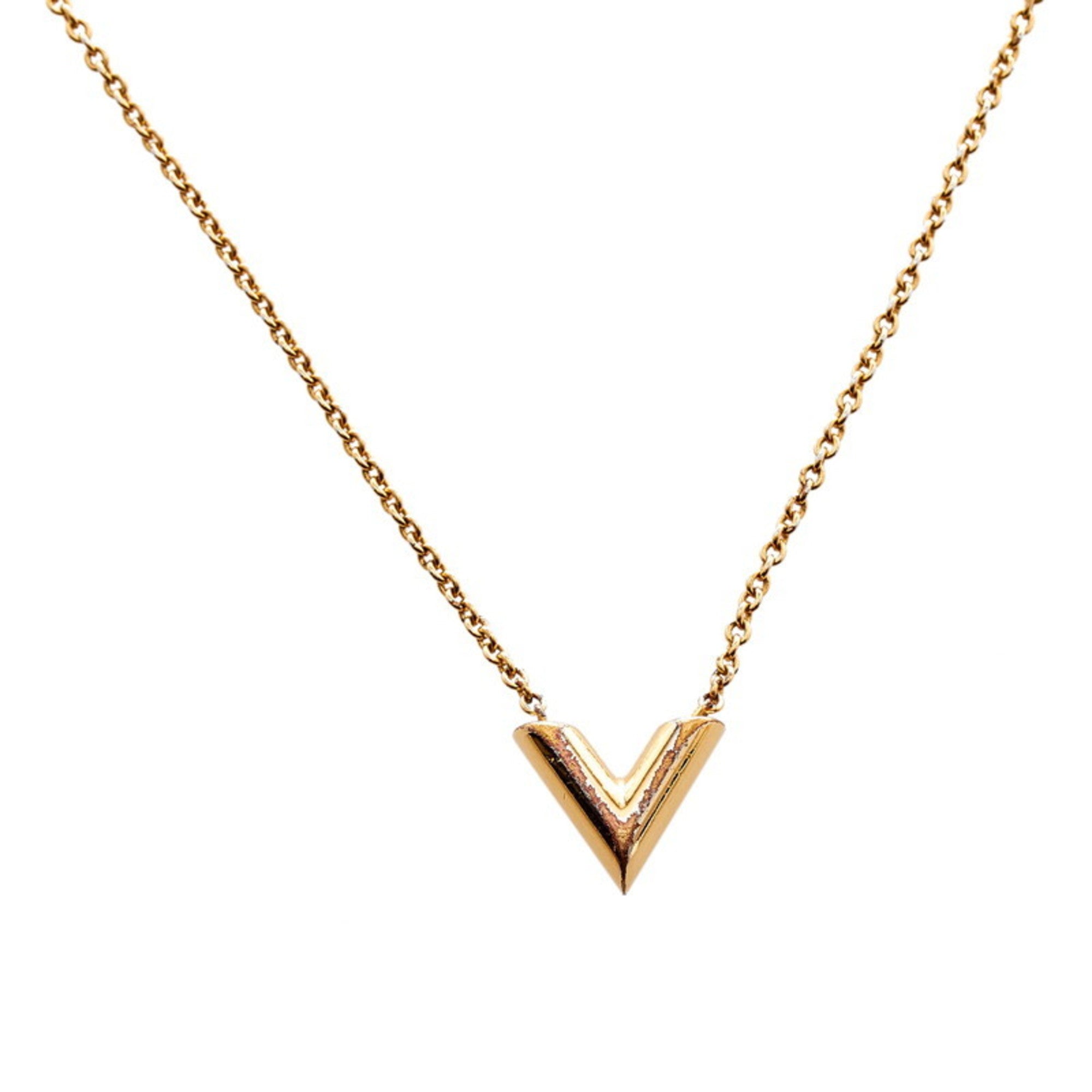 Louis Vuitton Silver-tone Essential V Necklace Pendant M63197 Women R1088