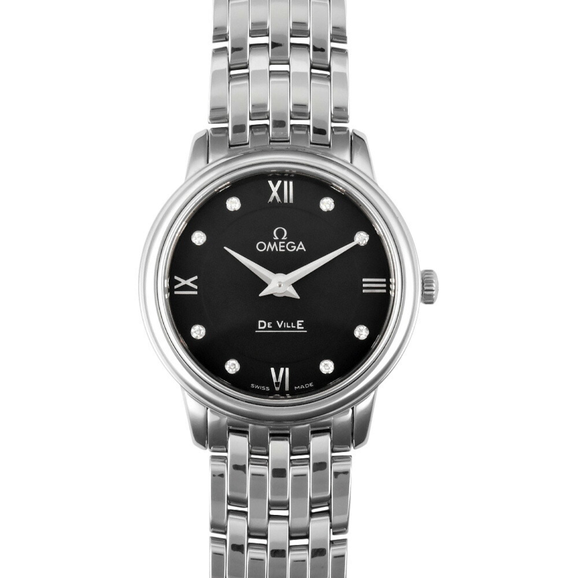 Omega De Ville Prestige 8P Diamond Index SS Women's Quartz Watch Blue