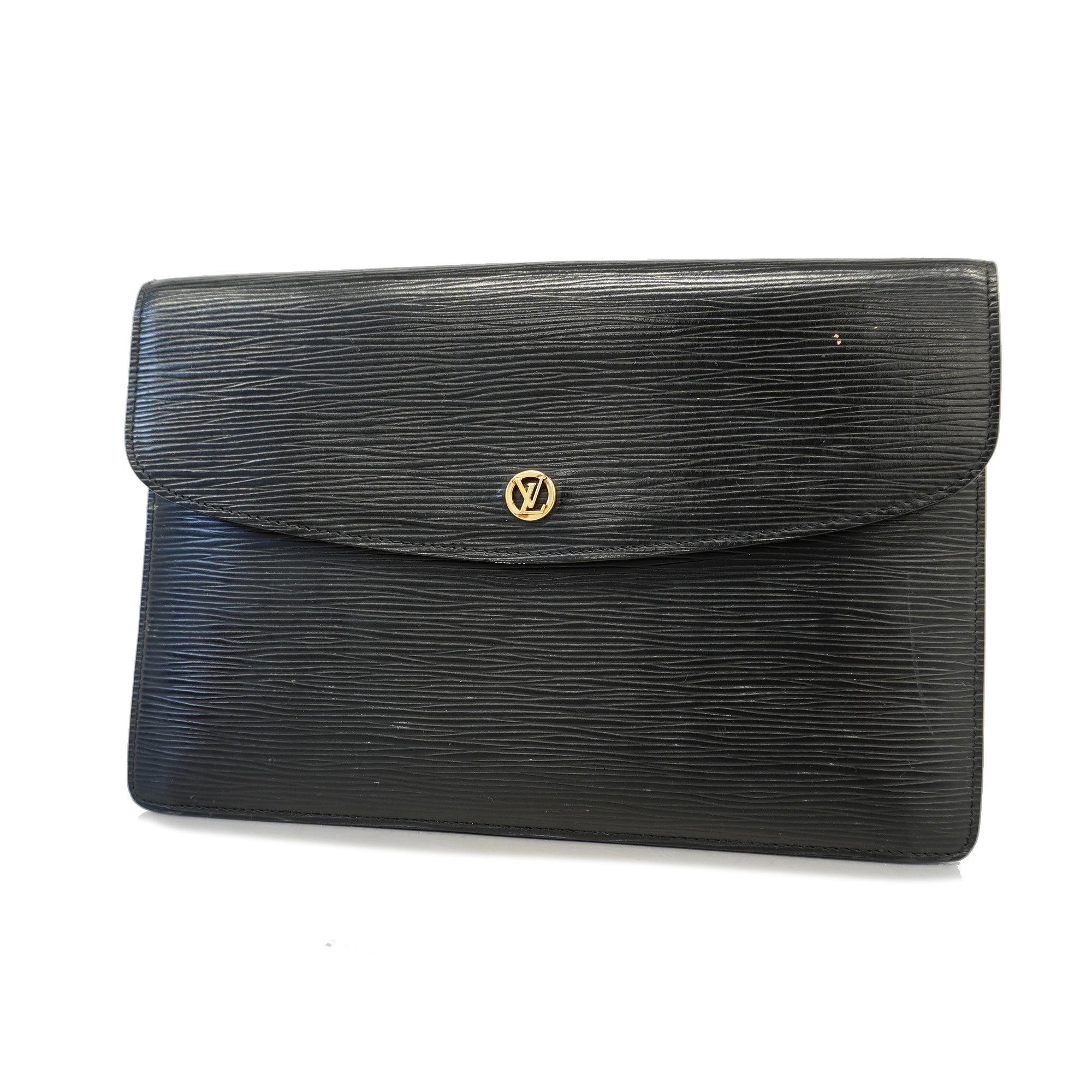 LOUIS VUITTON Montaigne Clutch Epi Noir Shoulder Bag