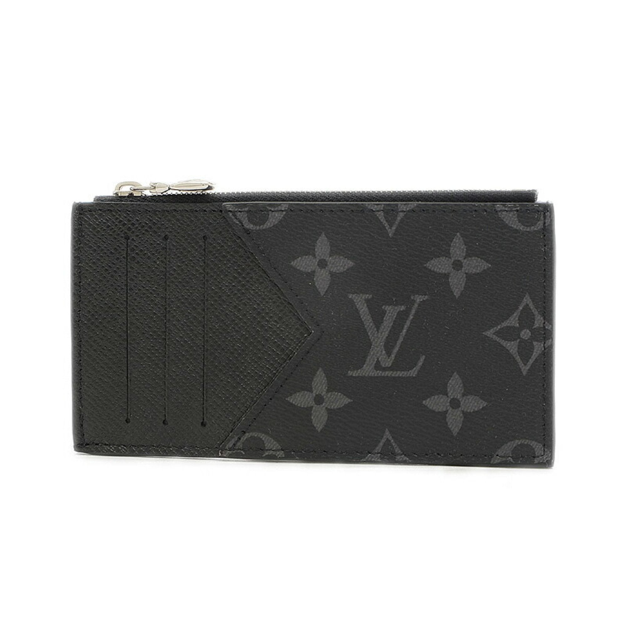 Louis Vuitton Coin Card Holder Monogram Eclipse Taiga Black for Men