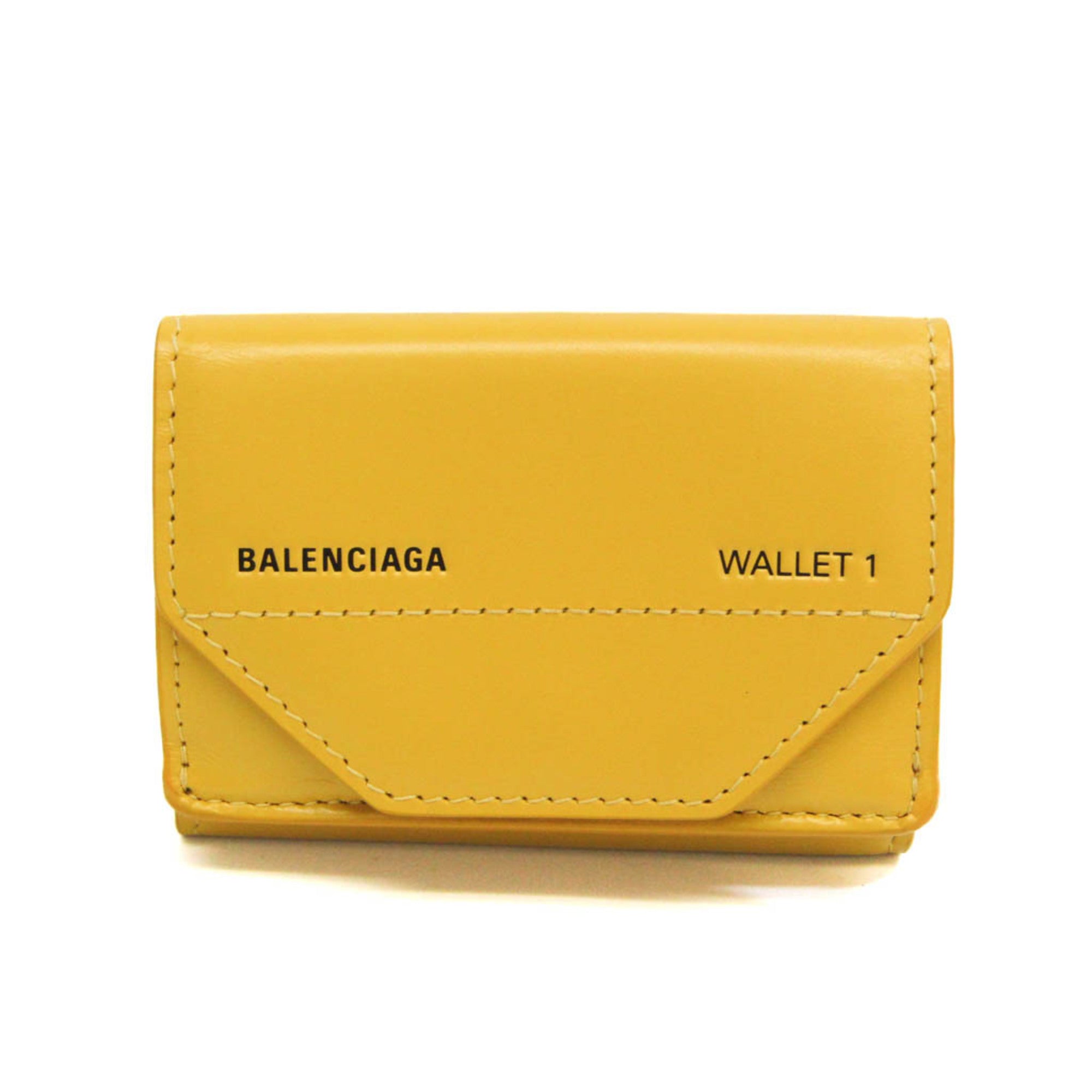 BALENCIAGA Compact Wallet 529098 Women's Leather Wallet [tri-fold] Yel