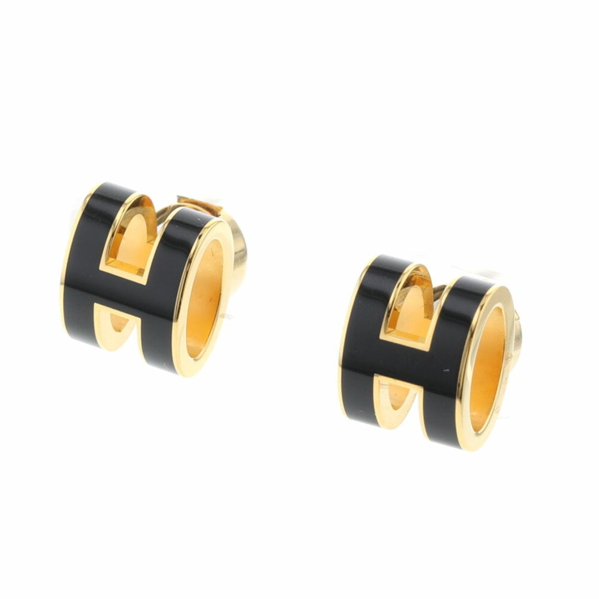 Hermes-Pop-Ash-H-Logo-Earrings-Rose-Gold-Black-Metal – dct-ep_vintage  luxury Store