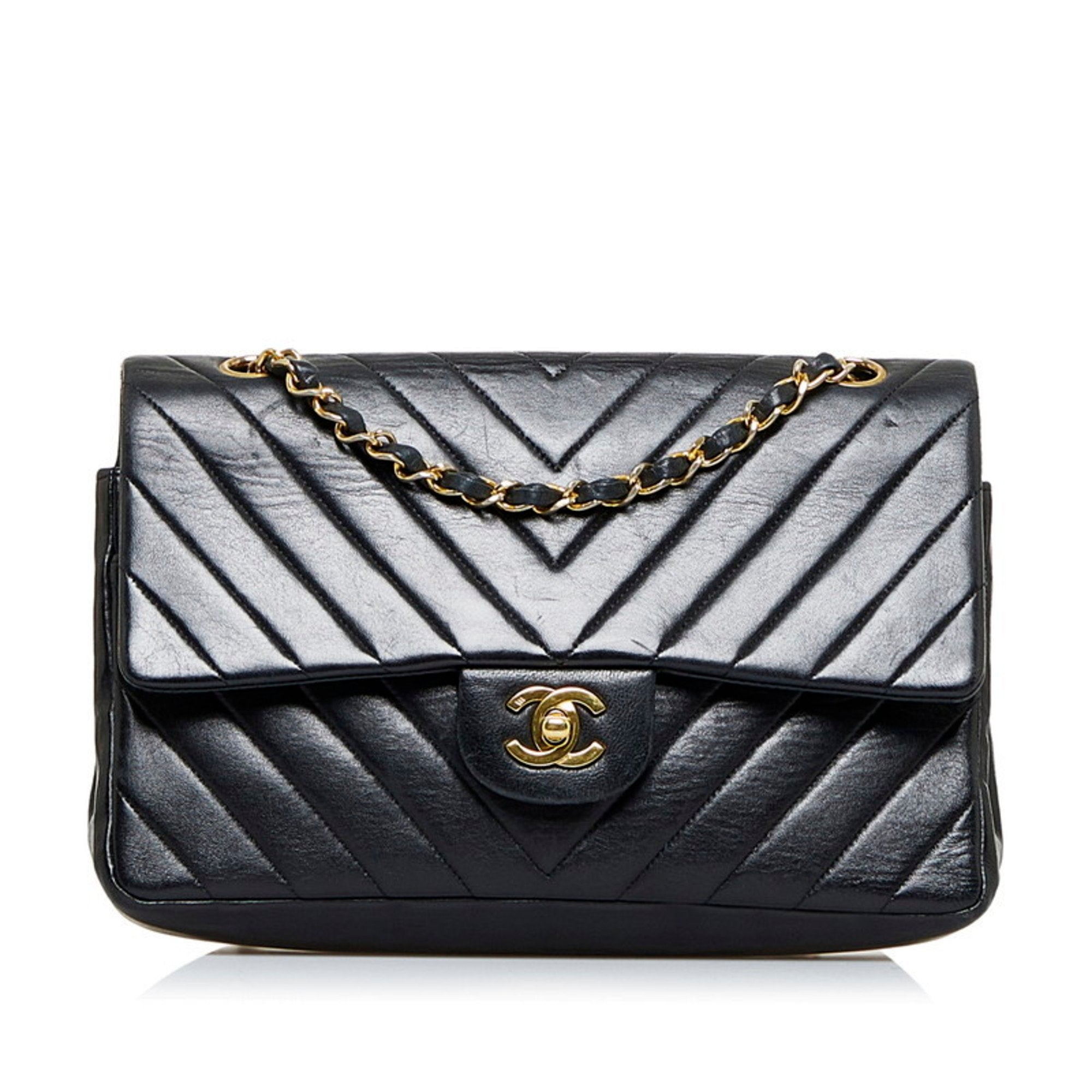 CHANEL Shoulder Bag V-stitch COCO Mark Lambskin