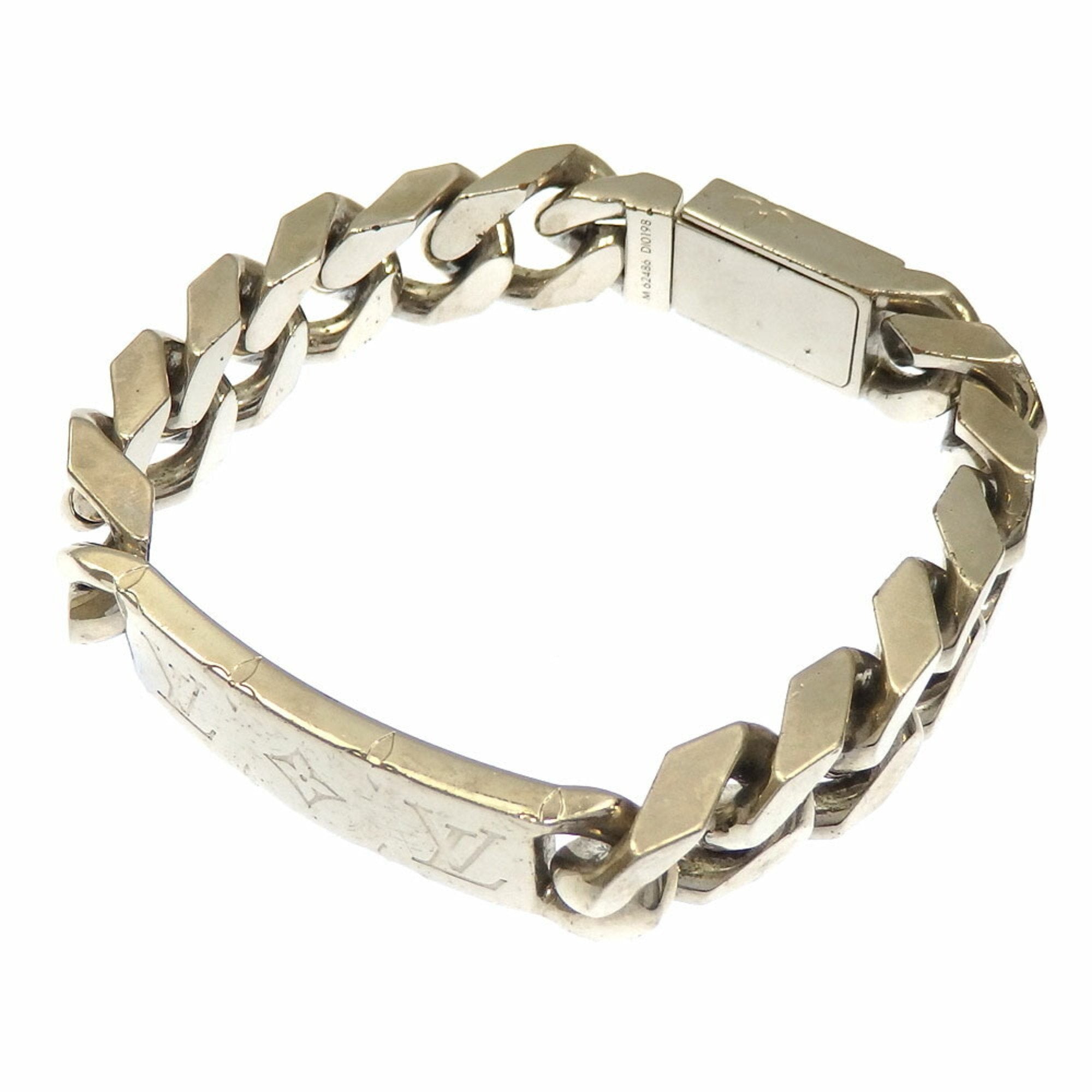LOUIS VUITTON Men's Monogram Palladium Chain Bracelet M62486 Silver  N1416AOS507