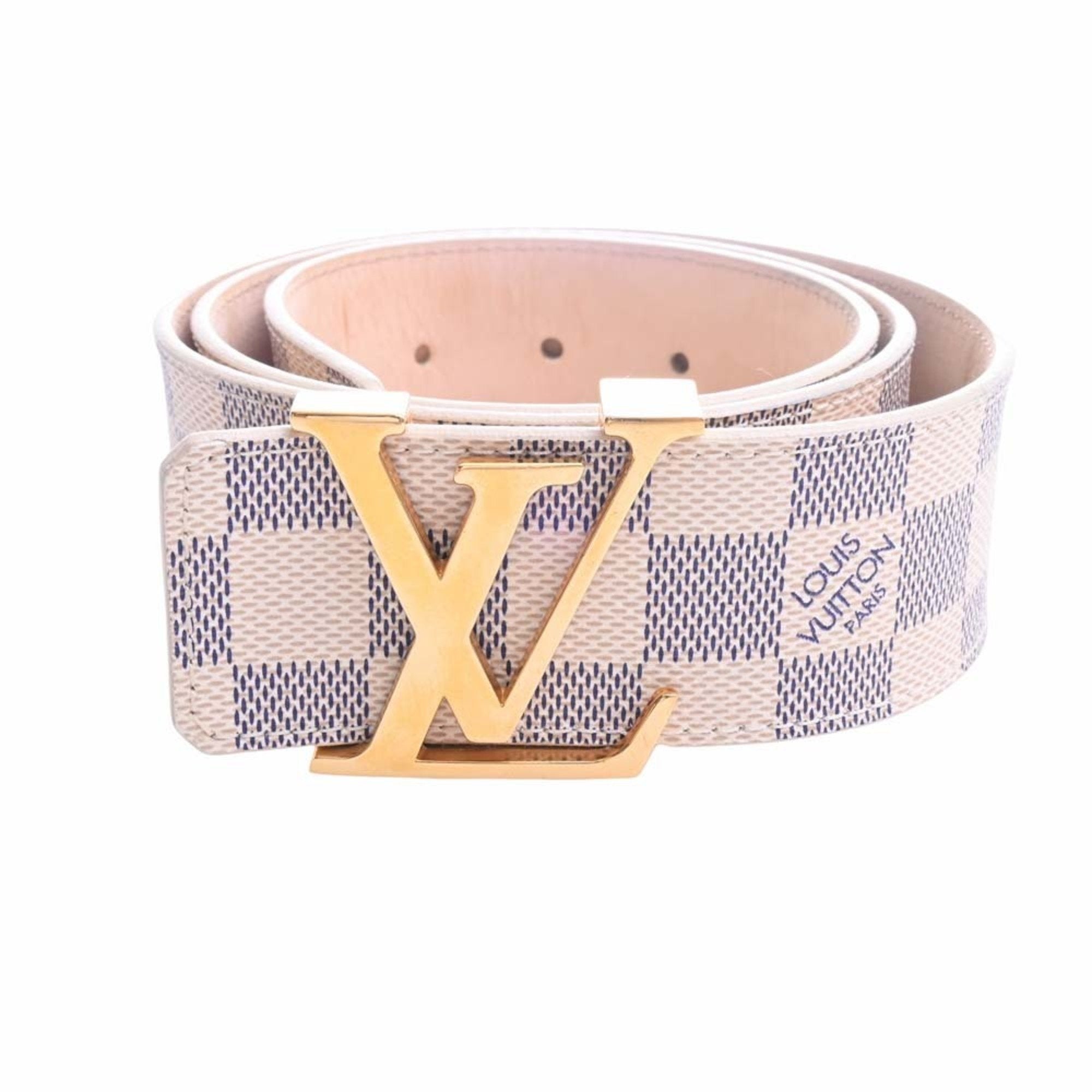 LOUIS VUITTON Louis Vuitton Azure Centure Initial Belt #85 34 M9609 White  102cm Ladies