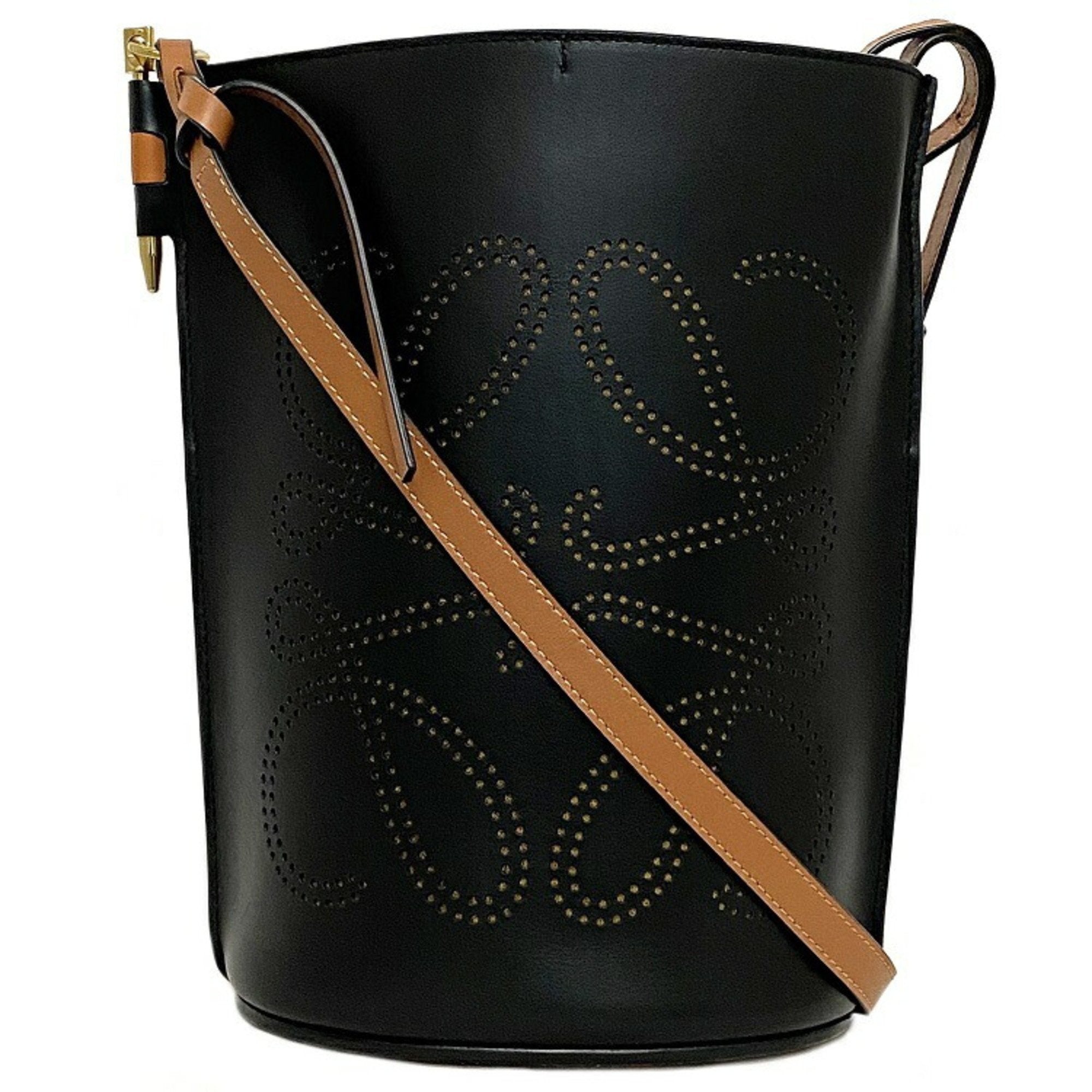 LOEWE LOEWE Gate anagram bucket Shoulder crossbody Bag 309.22.B257 Calfskin  black GHW 309.22.B257