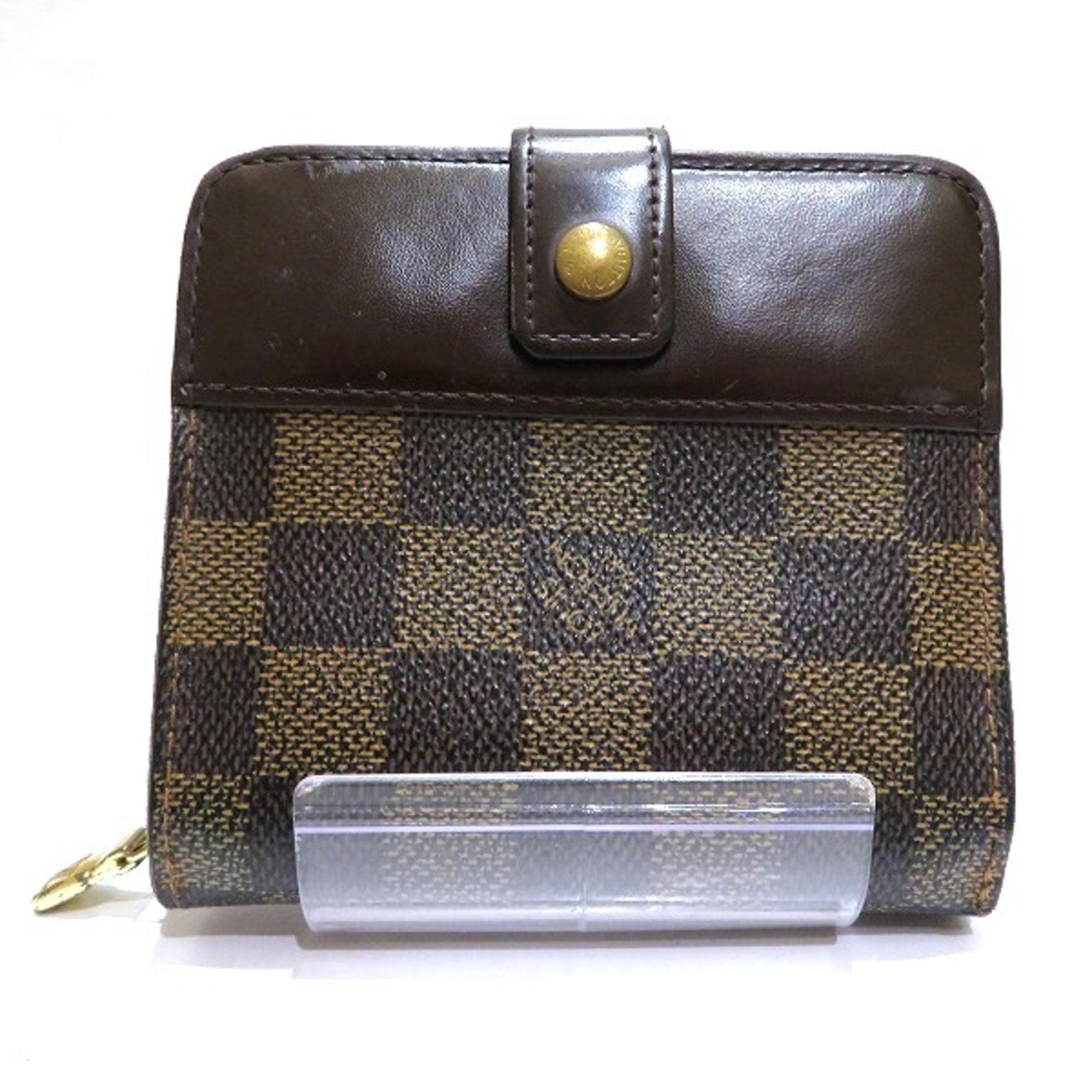 Authentic Louis Vuitton Damier Ebene Compact Zip Bifold Wallet
