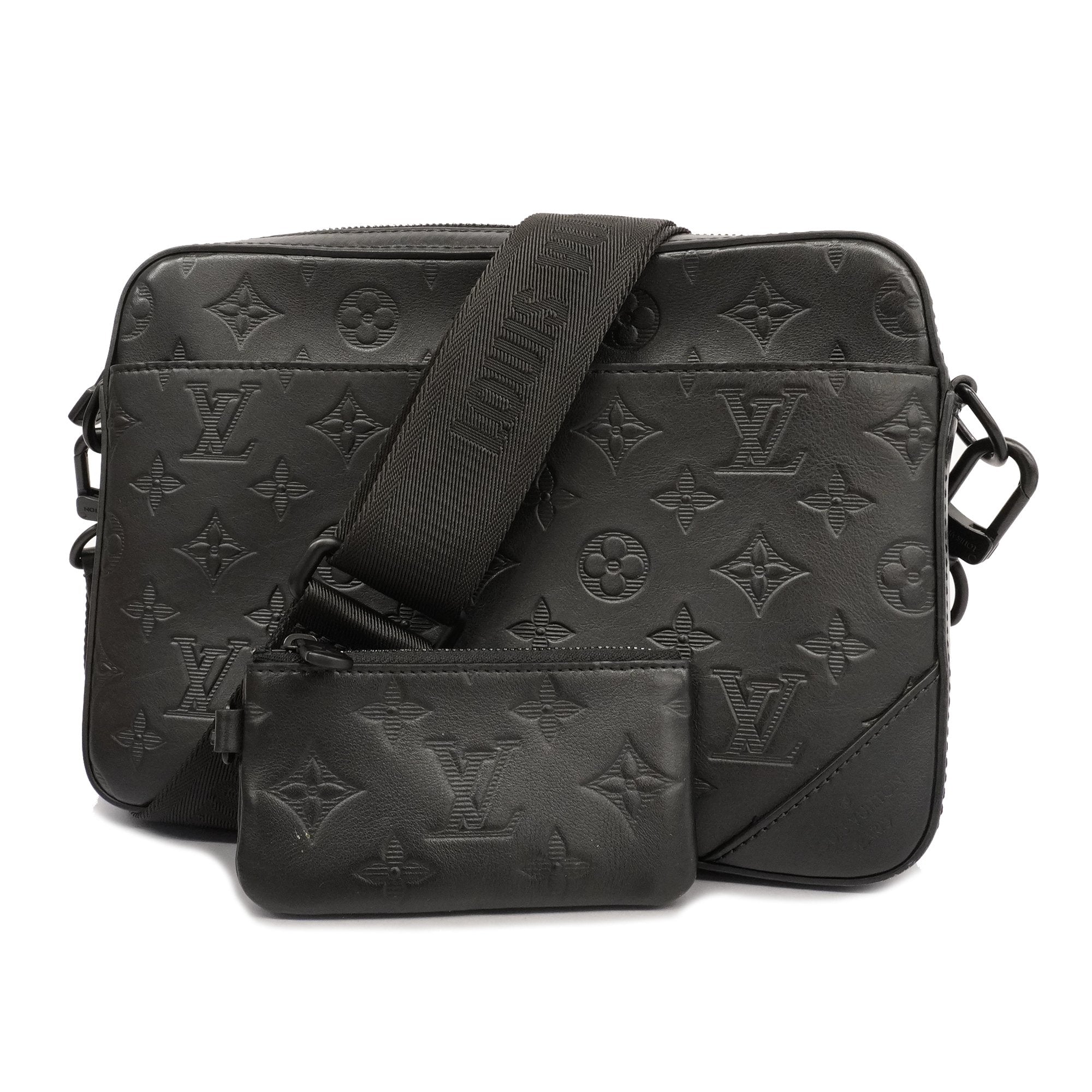 Louis Vuitton Monogram Shadow Duo Noir M69827 Men's Leather Shoulder Bag