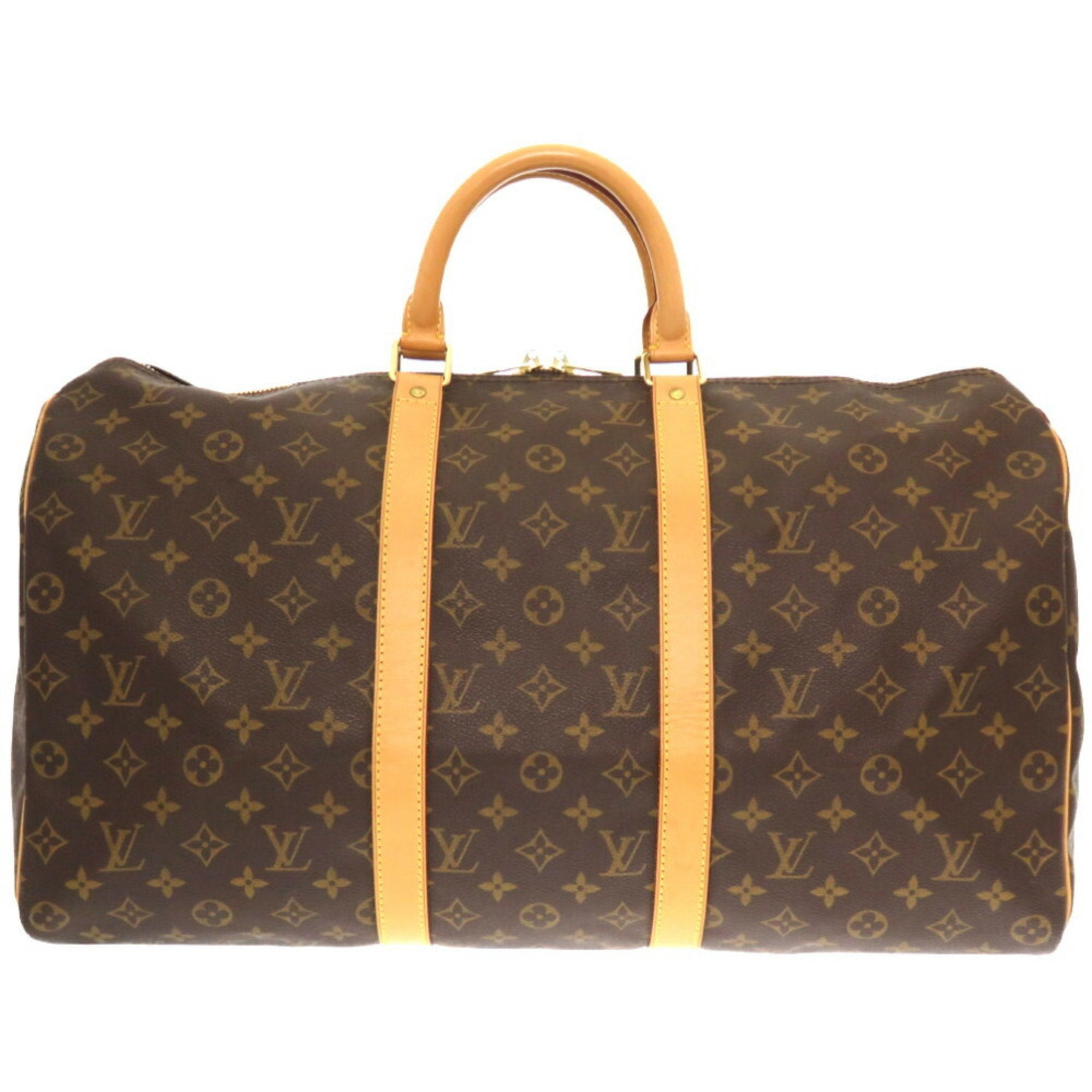 Louis Vuitton Monogram Keepall 50 Leather Fabric Brown Boston Bag