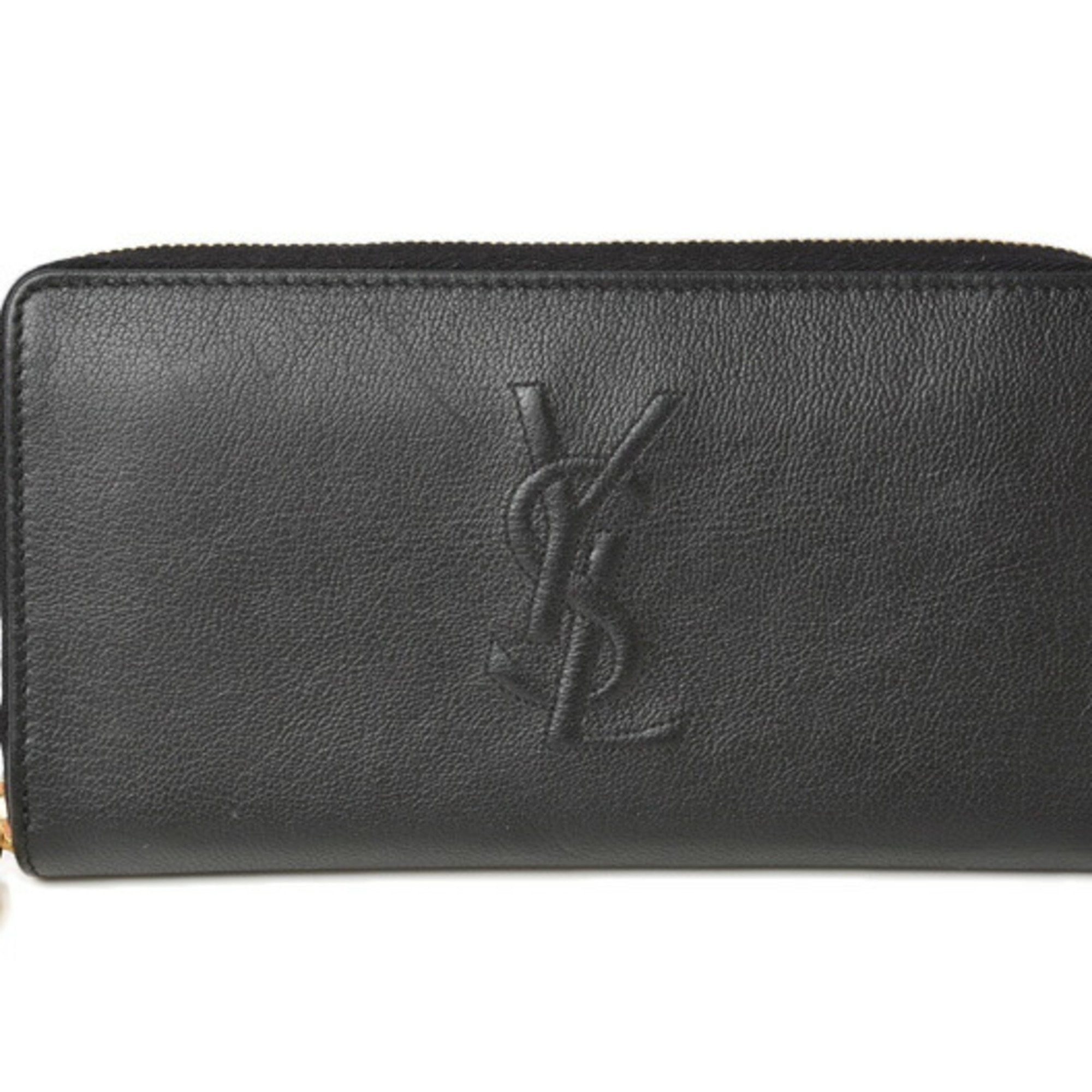 Saint Laurent Black Belle De Jour Leather Zip Around Wallet 568995