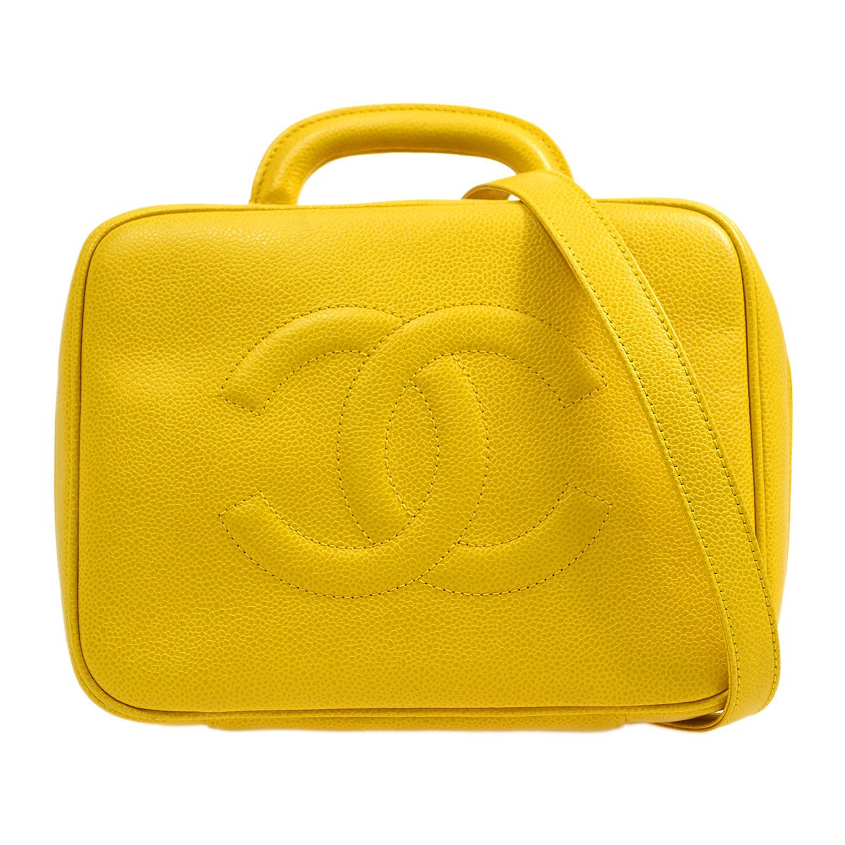 Chanel Yellow Caviar Lunch Box Vanity Q6A01I0FYB006