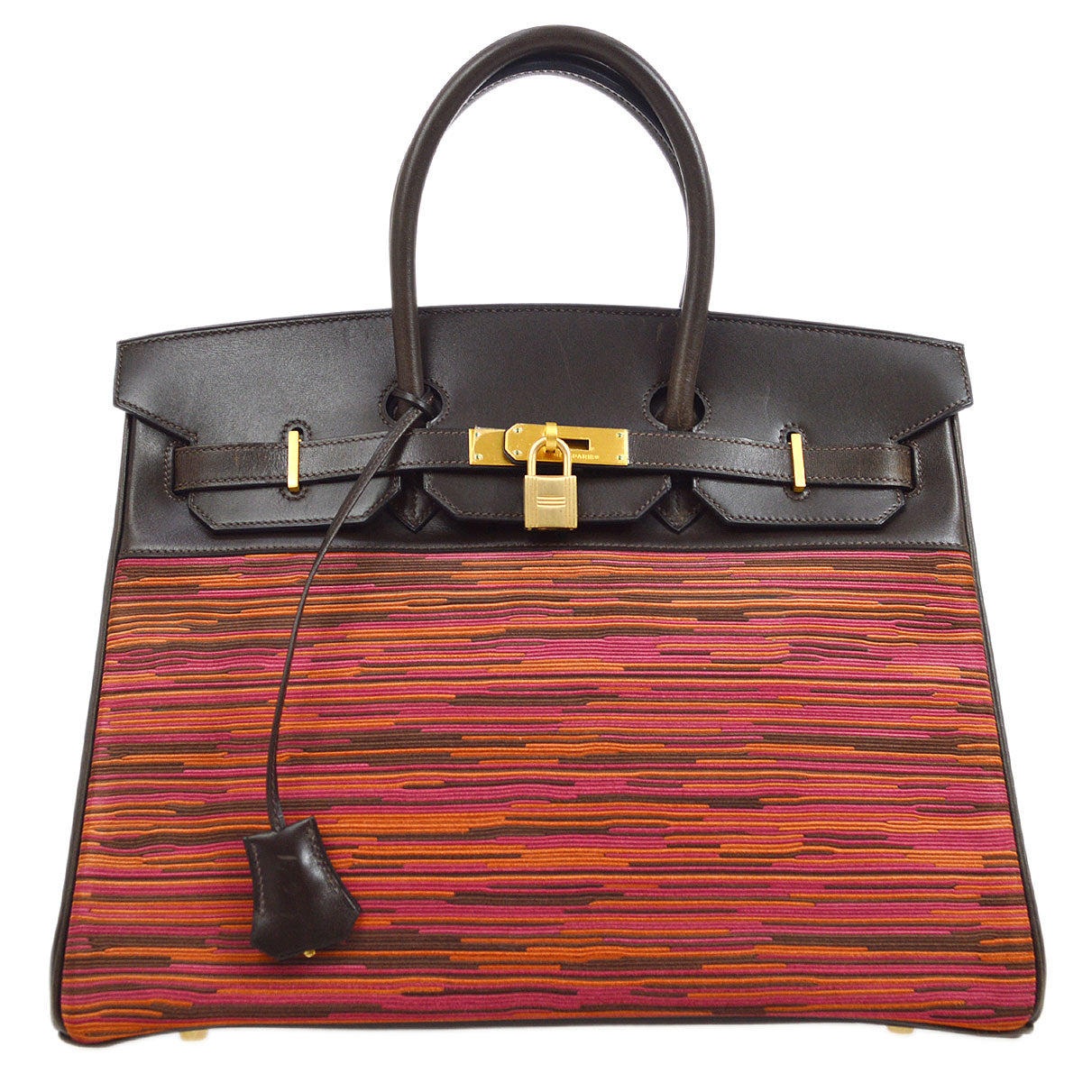 HERMES BIRKIN 35 Handbag Vibrato Calf Purple Orange Ebene □G 45652