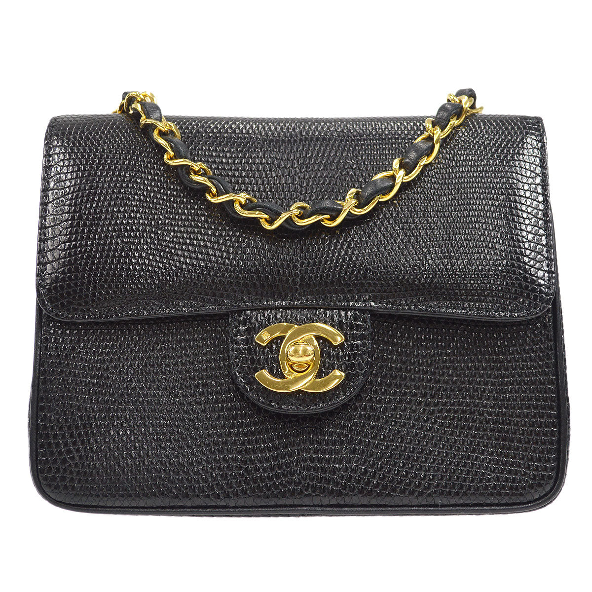 Chanel Vintage Mini Square Flap Lizard Shoulder Bag