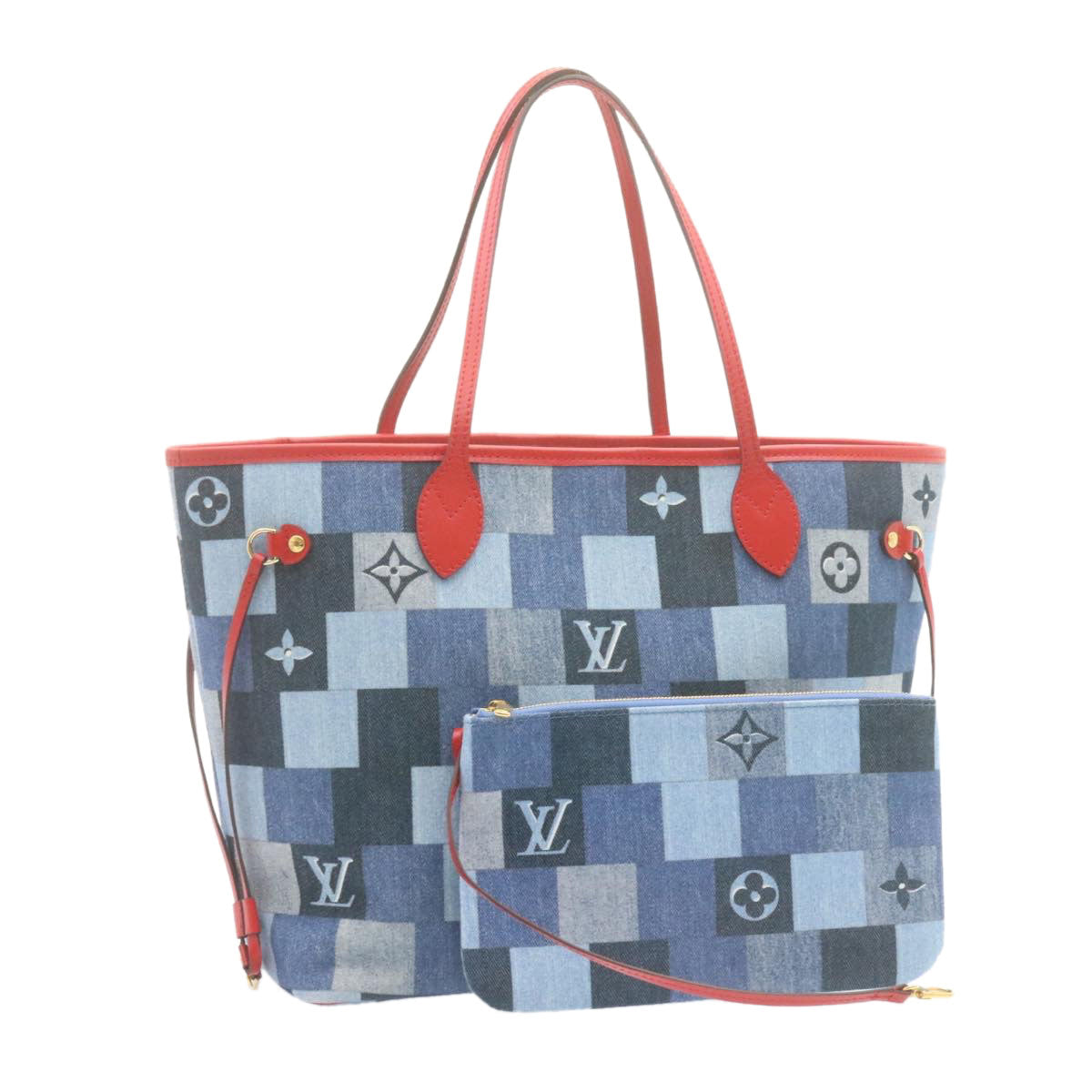 LOUIS VUITTON Damier Azur Neverfull MM Tote Bag N41605 LV Auth