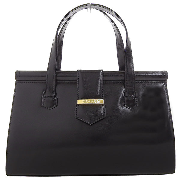 Yves Saint Laurent, Bags, Yves Saint Laurent Logo Plate Top Handle Bag  Black