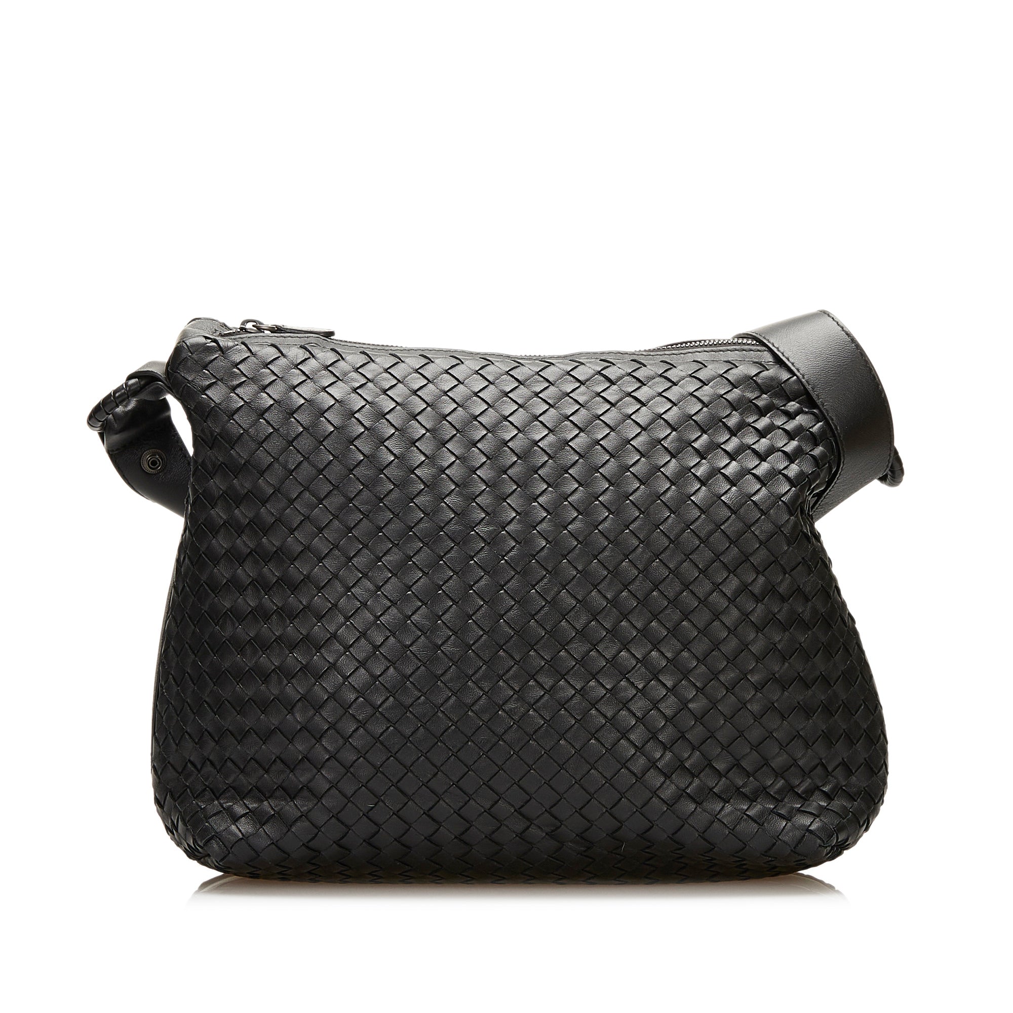 Bottega Veneta Intrecciato Leather Shoulder Bag - Black Shoulder Bags,  Handbags - BOT130989