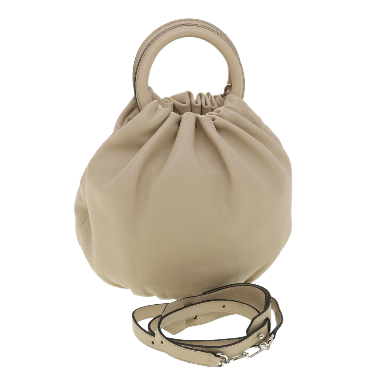 LOEWE bounce bag Hand Bag Leather 2way Beige 33287L40 Auth 39358