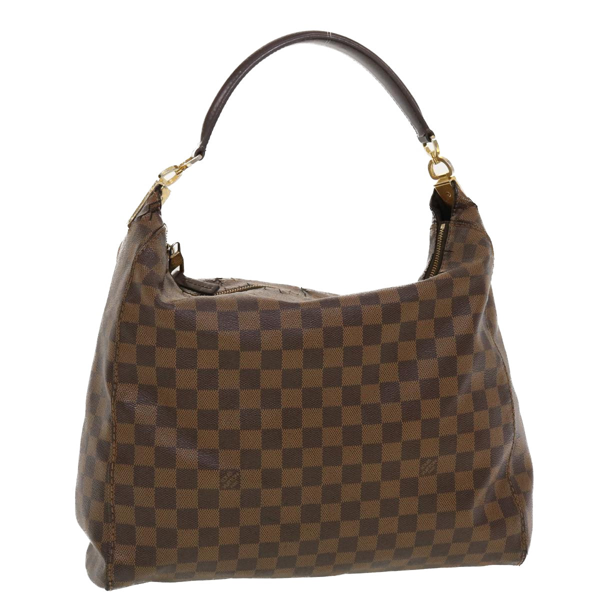 Authentic Louis Vuitton Damier Ebene Portobello PM Hobo Handbag N41184