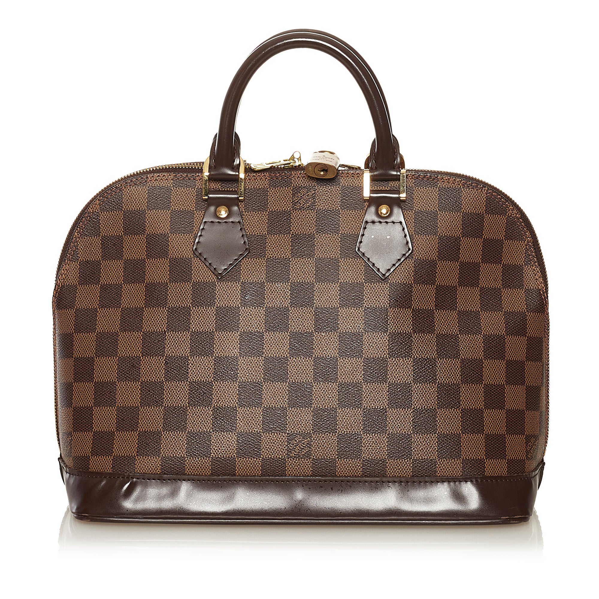 Louis Vuitton Alma Pm Damier Ebene Leather Canvas Handbag