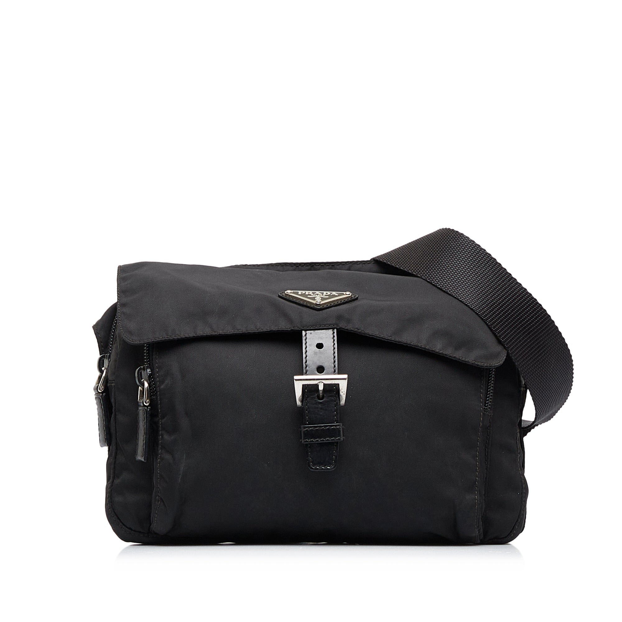 Prada Tessuto Nylon Sport Black Messenger Crossbody Bag 