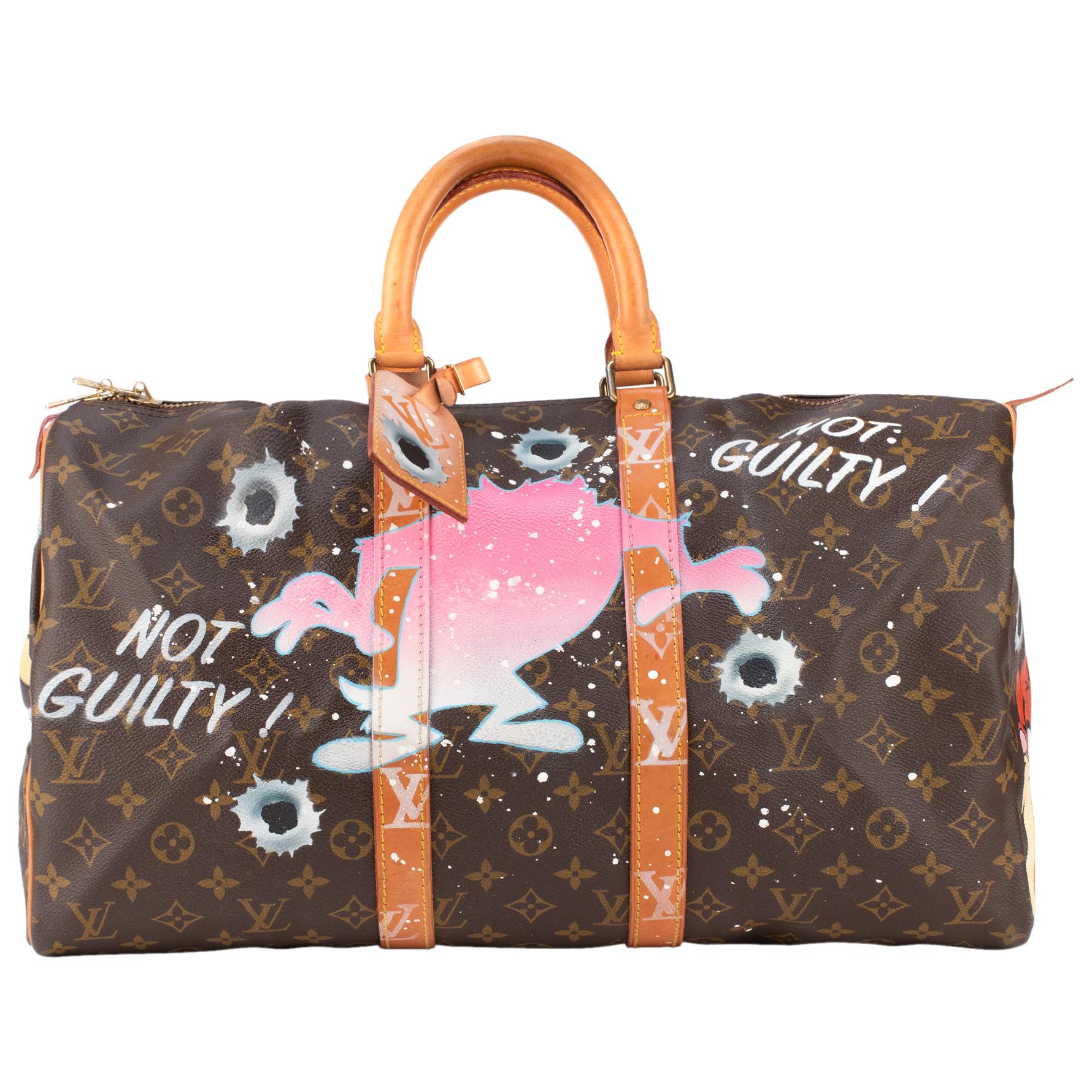 Travel bag Louis Vuitton 45 Monogram customized Fucking Taz by PatBo