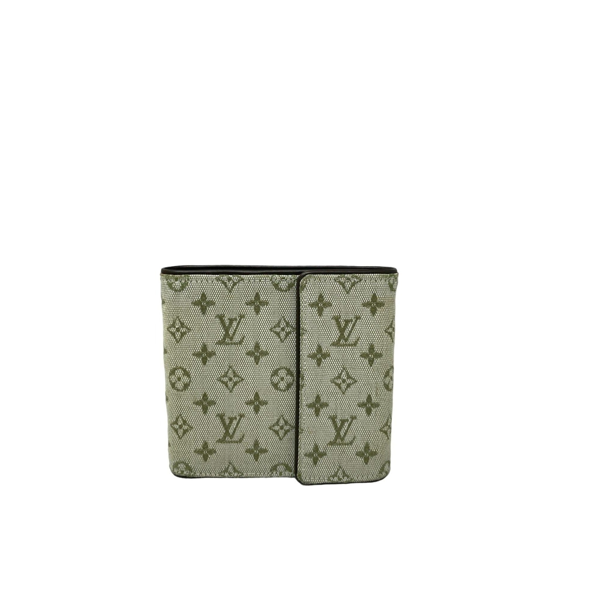 Louis Vuitton Green Monogram Mini Lin Canvas Compact Wallet Louis