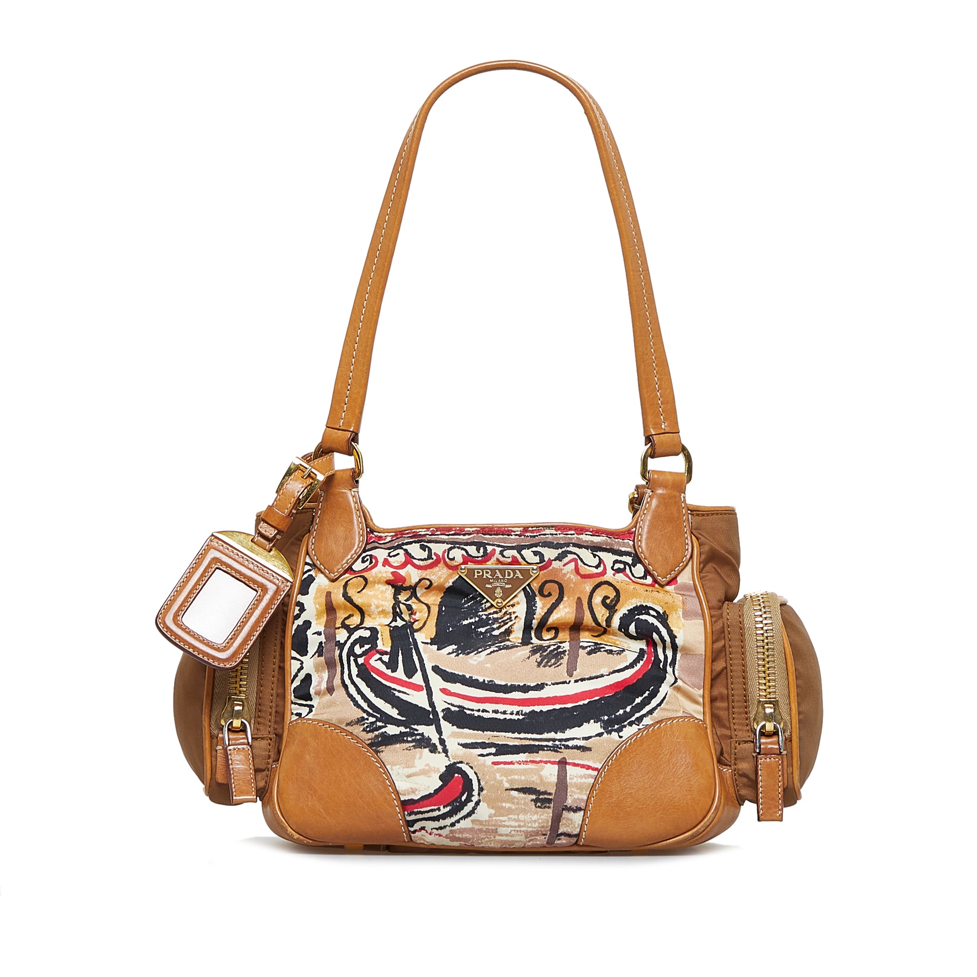 PRADA Venice Watercolor Canvas Shoulder Bag