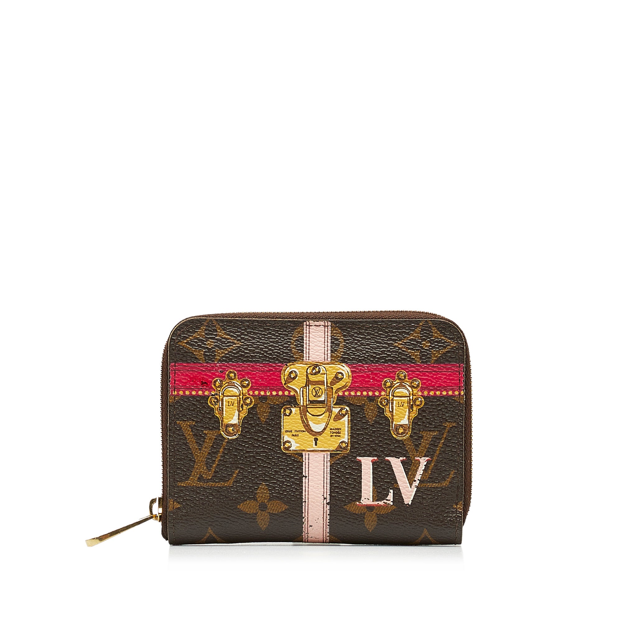 LOUIS VUITTON LV MONOGRAM LEATHER COIN PURSE GOLD ZIPPER WALLET