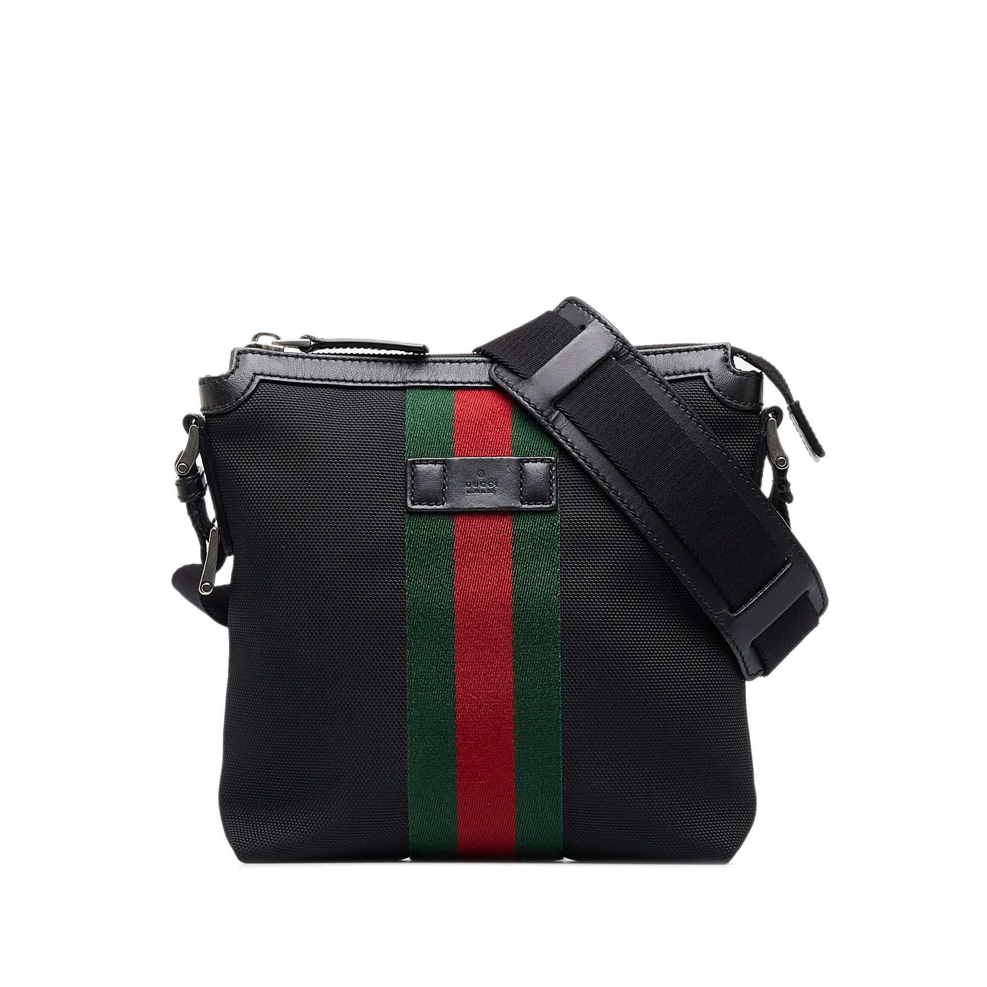 Gucci Black GG Supreme Canvas and Leather Web Backpack Gucci