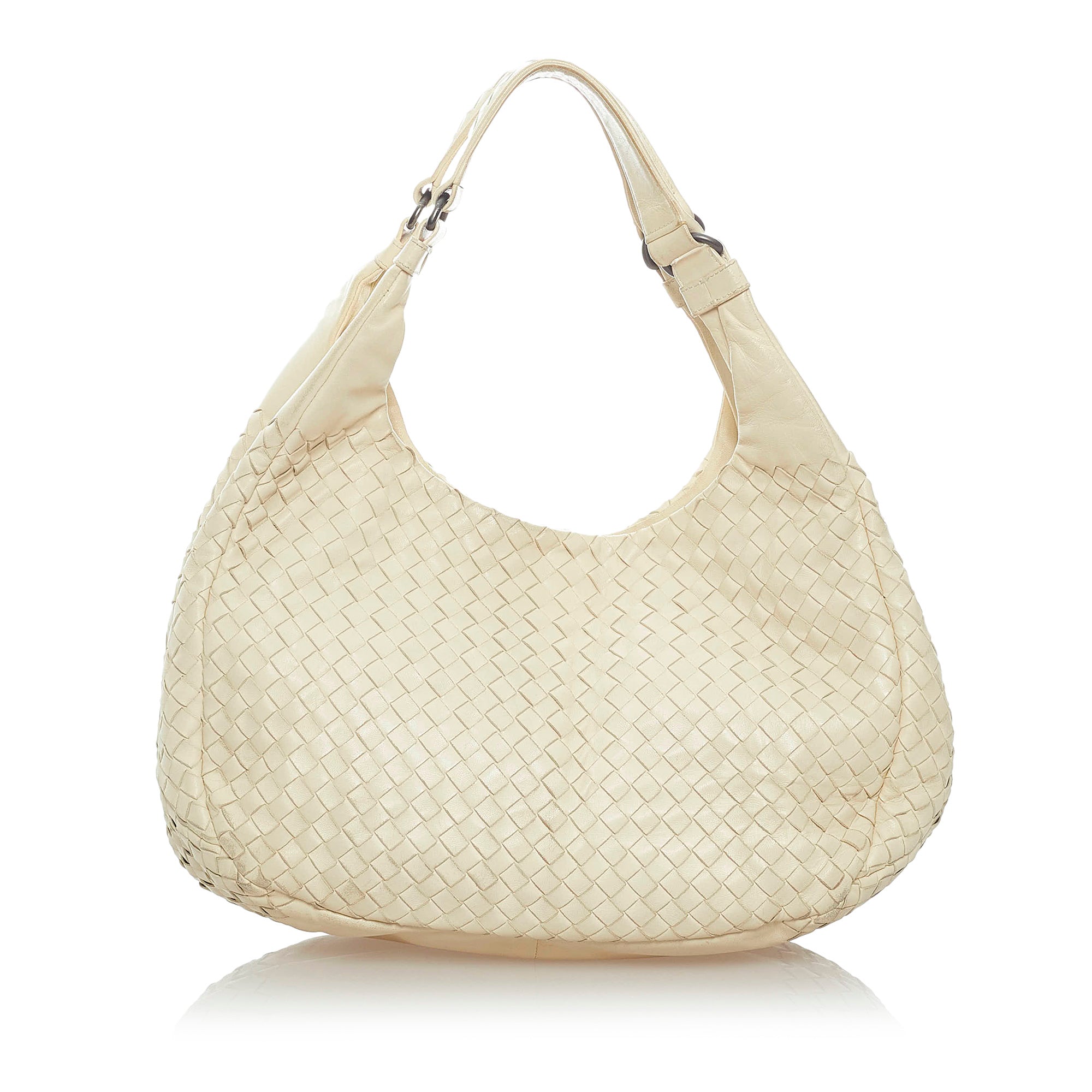 Bottega Veneta Intrecciato Leather Bag Vintage Cream Woven Top Handle  Handbag